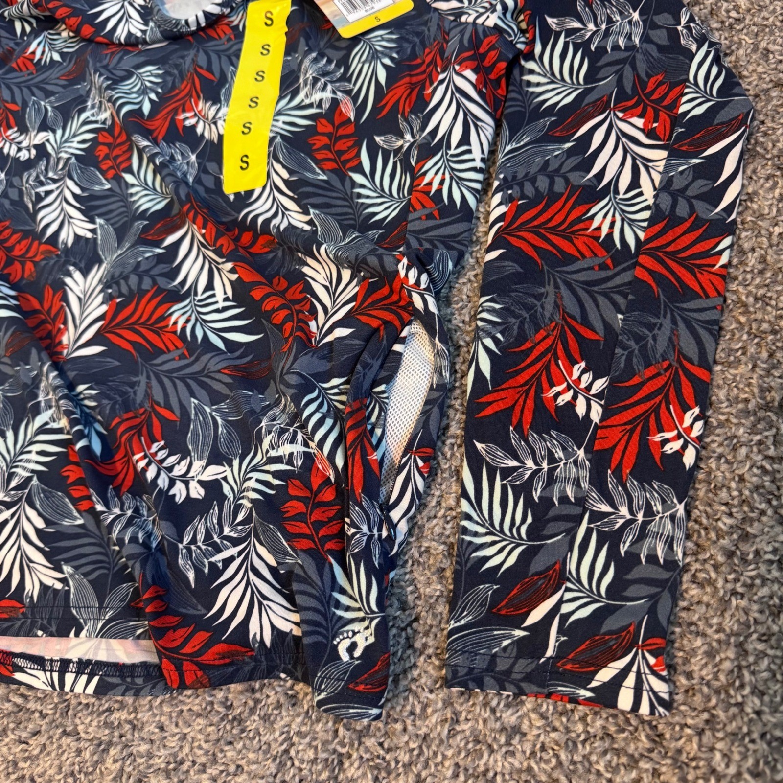 NWT Hang Ten Women’s Long Sleeve Rash Guard Shirt UPF 50+ w/ Zip Pocket Small