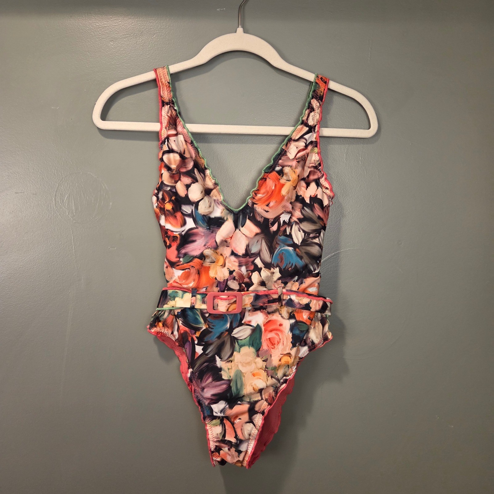 Becca Women’s One Piece Swimsuit Impressionist Floral Print, Size S, Multi