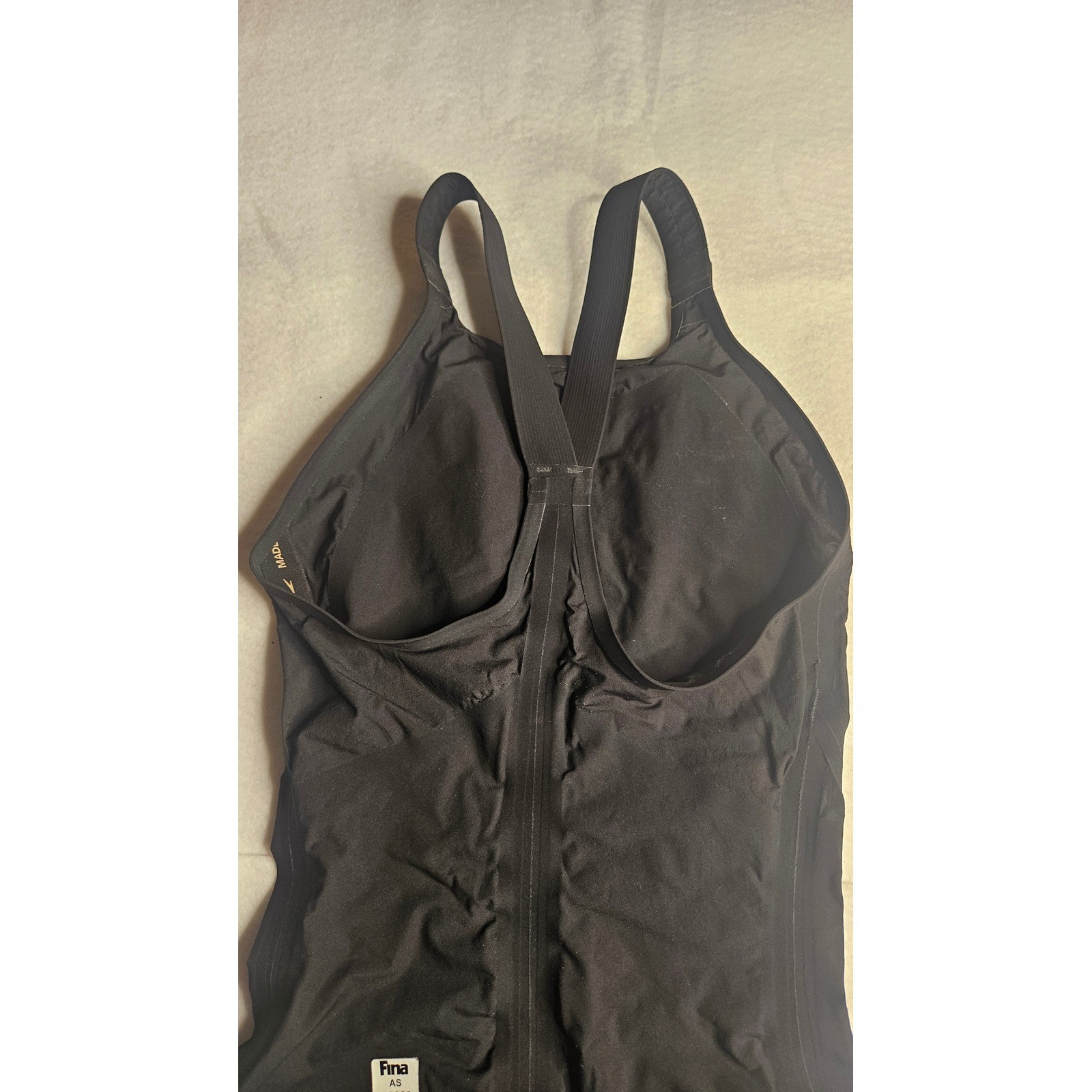 Speedo LZR Pure Intent Open Back Kneeskin Black Technical Swimsuit Size 24 FINA