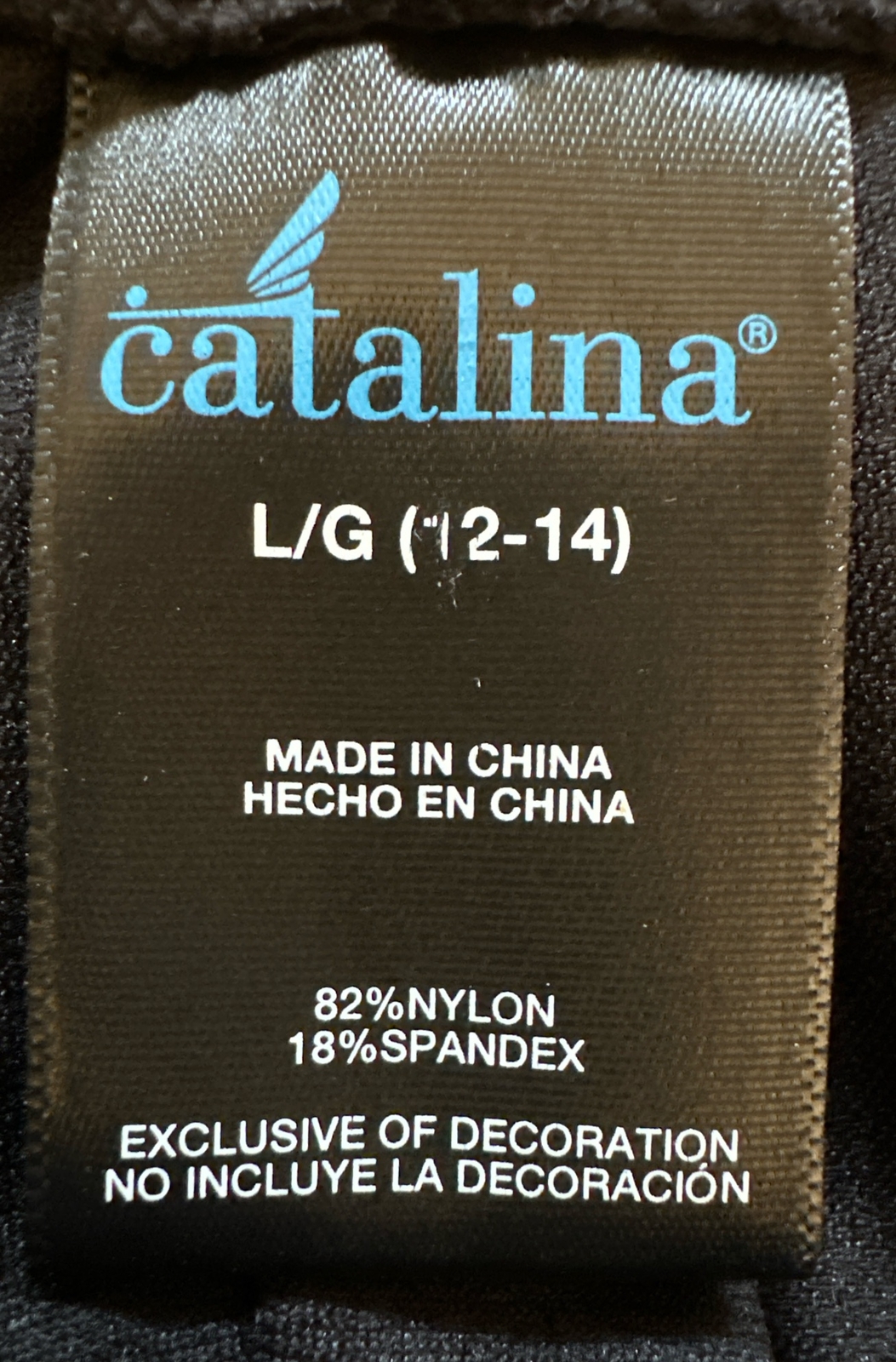 Catalina LARGE 12/14 One Piece Bathing Swim Suit Black Blue Green Racerback NWOT