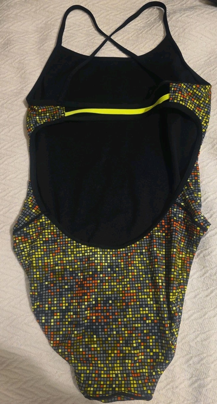 TYR Atomic diamondfit, Womens 36, Black, Green, Orange,chartruce Green, Yellow