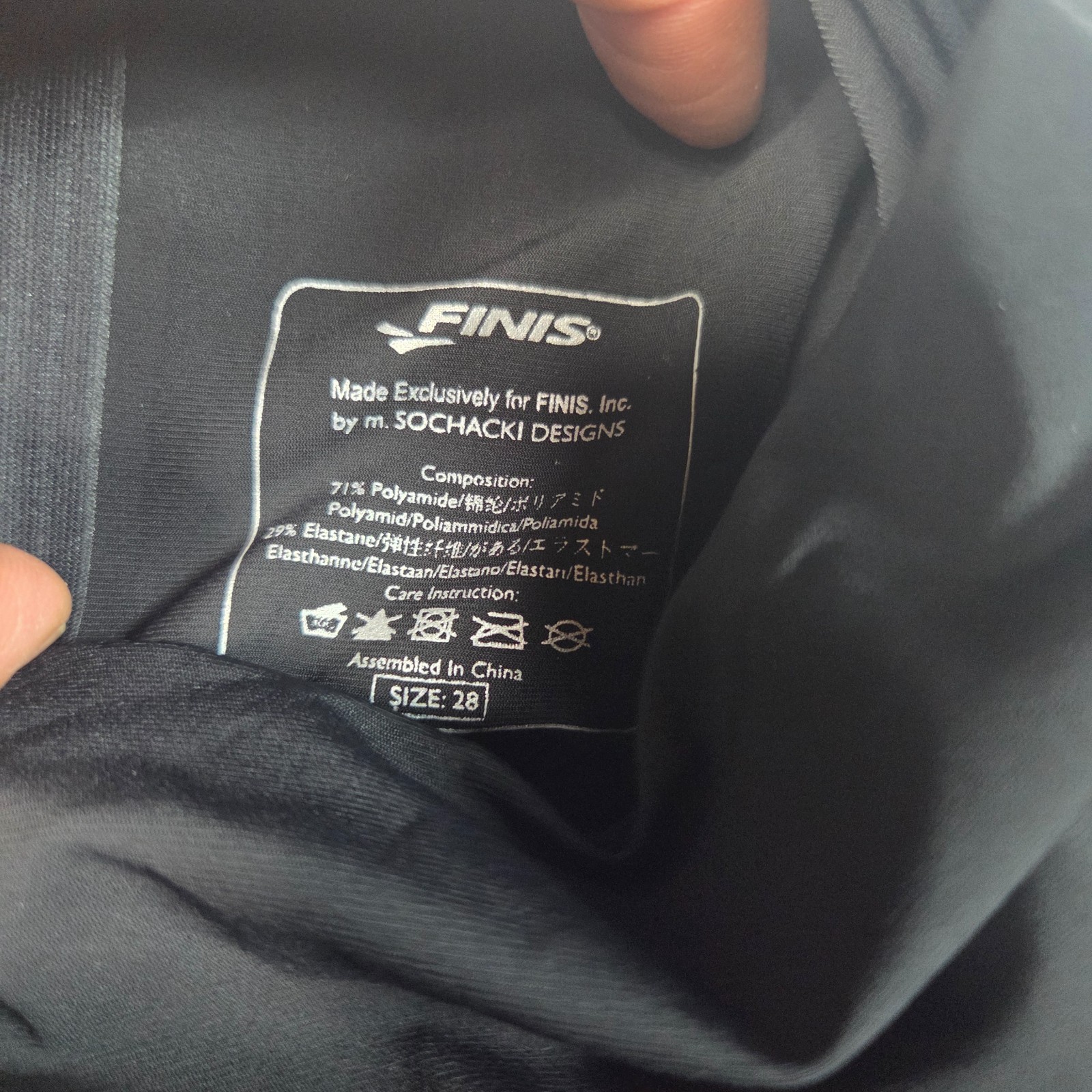 FINIS Size 28 Black Kneeskin Racing Swimsuit Competition Swimwear Women