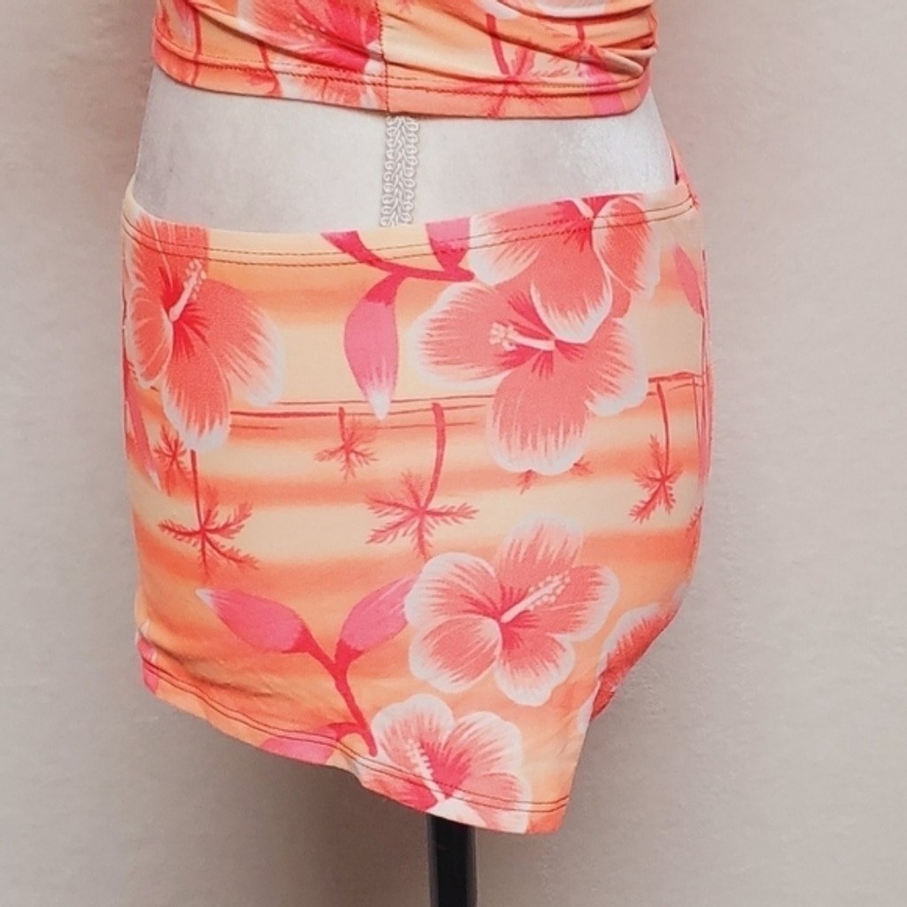 No Boundaries Vintage 90s Neon Orange Pink Tankini Boyshorts Two-Piece Bikini