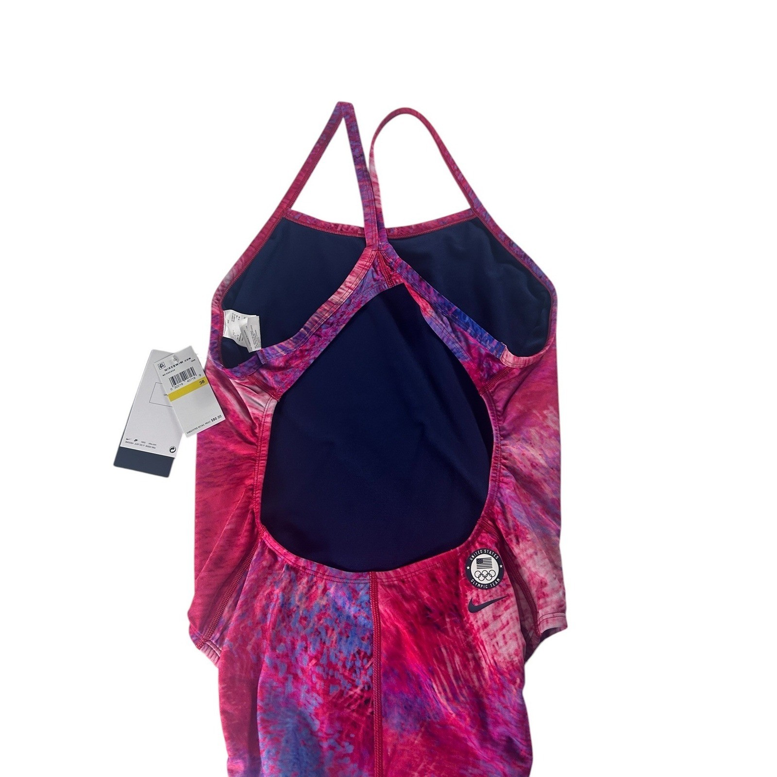 Nike Hydrastrong USA Olympic Team One Piece Swimsuit Pink Marble NESSE034 Sz 38