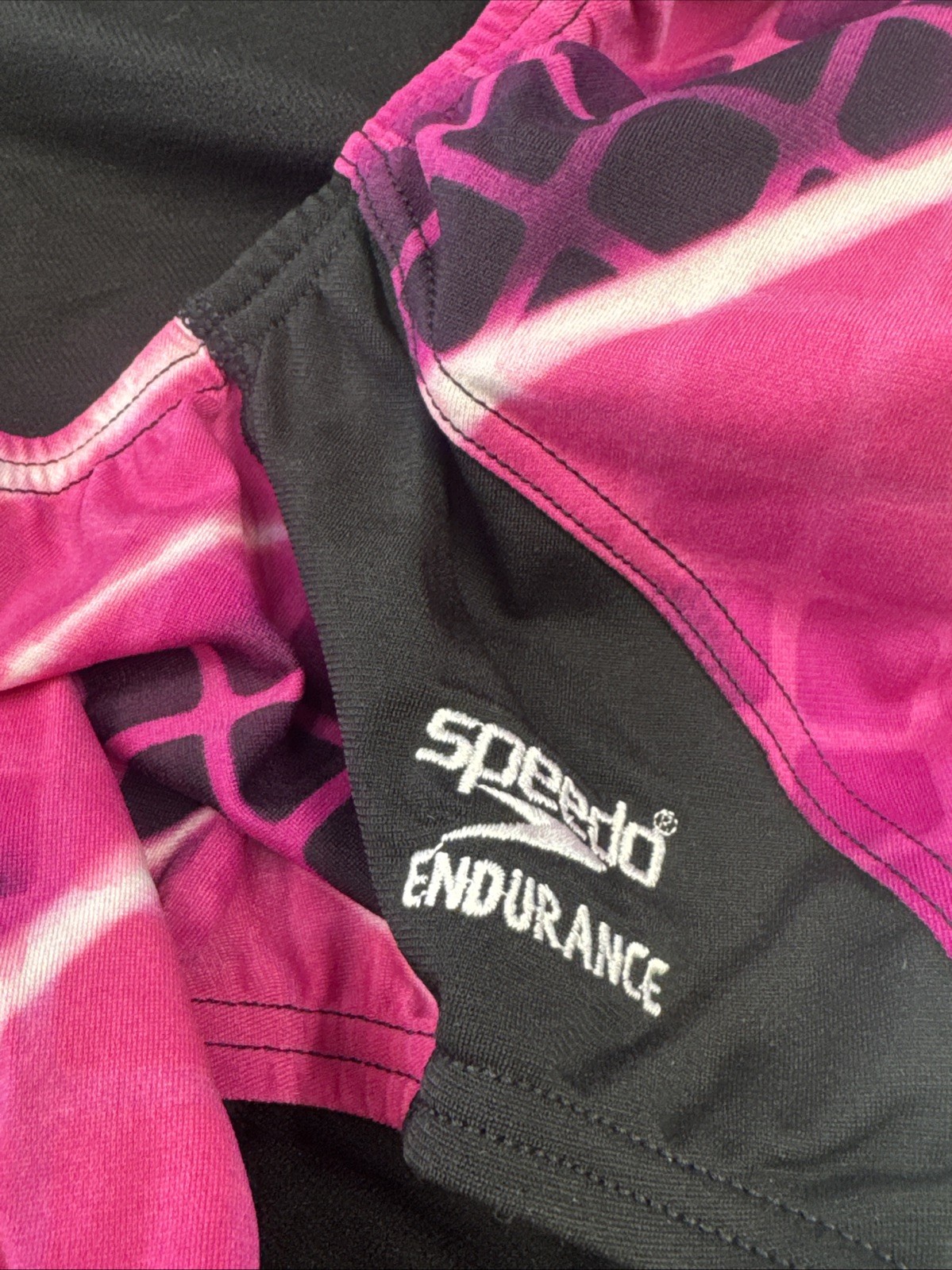 Speedo Womens Endurance Swimsuit One Piece Proback 10/36 Pink Black Patterned
