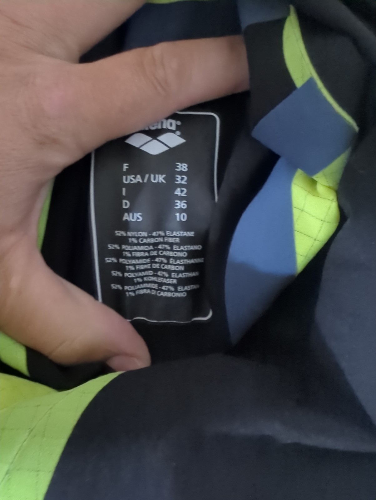 Arena Powerskin Carbon Flex Open Back Kneeskin Fluo Green Size 32