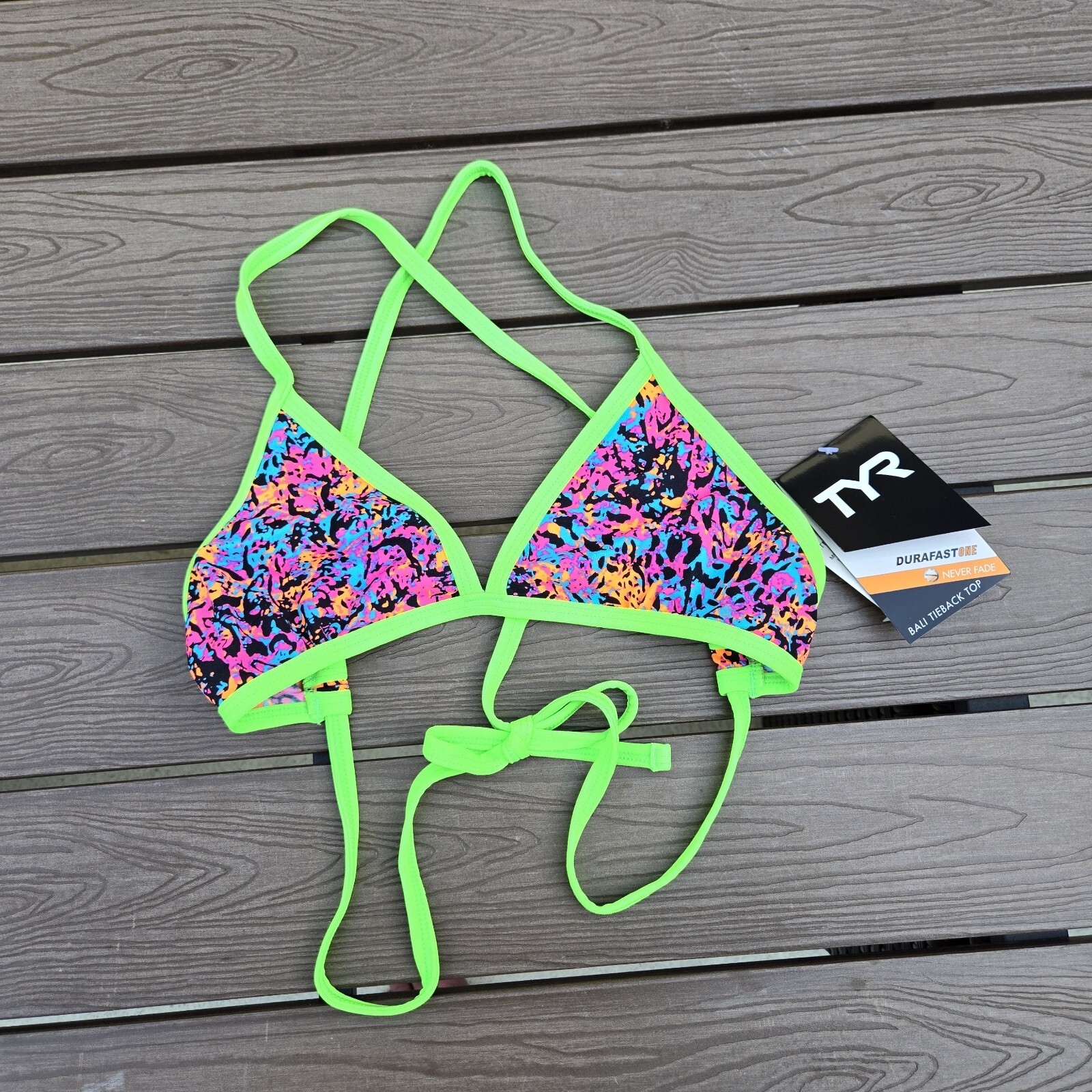 TYR Montus Bali Tieback Bikini Active Swim Top Multicolor Women Size XS (0/2)