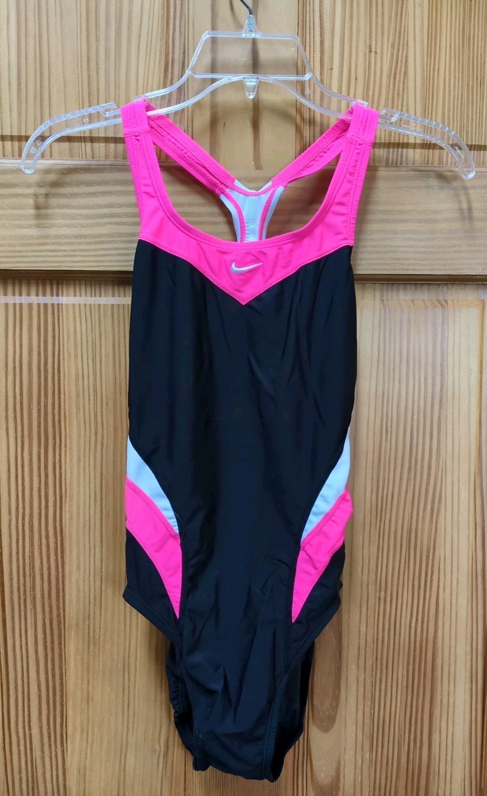 Nike Swim Victory Pink/Black Power Back Tank One Piece Swimsuit 34/ Women’s 8