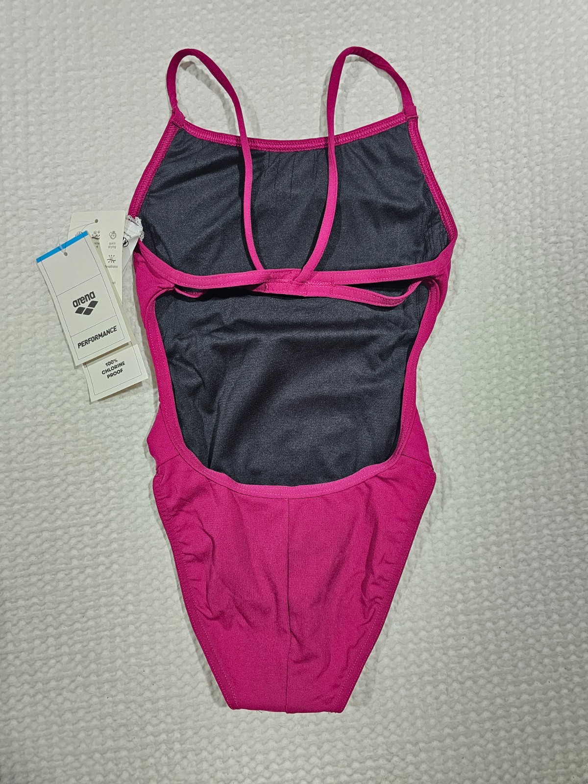 Arena Women’s Lace Back Solid One Piece Swimsuit Red Fandango White 24 NWT