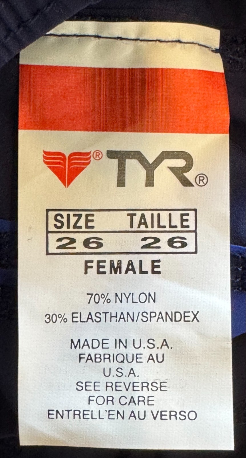TYR Womens 26 Navy Blue Tracer Light Aeroback Swim Suit Full USA Made New in Box