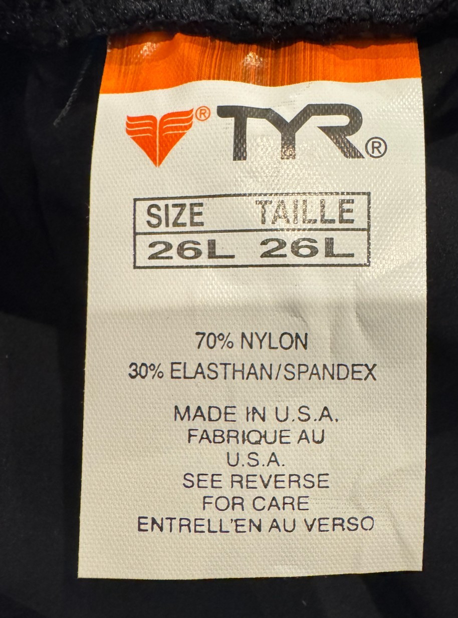 TYR Women Girls Black 26L Tracer Light Aeroback Swim Short John USA Made New Box
