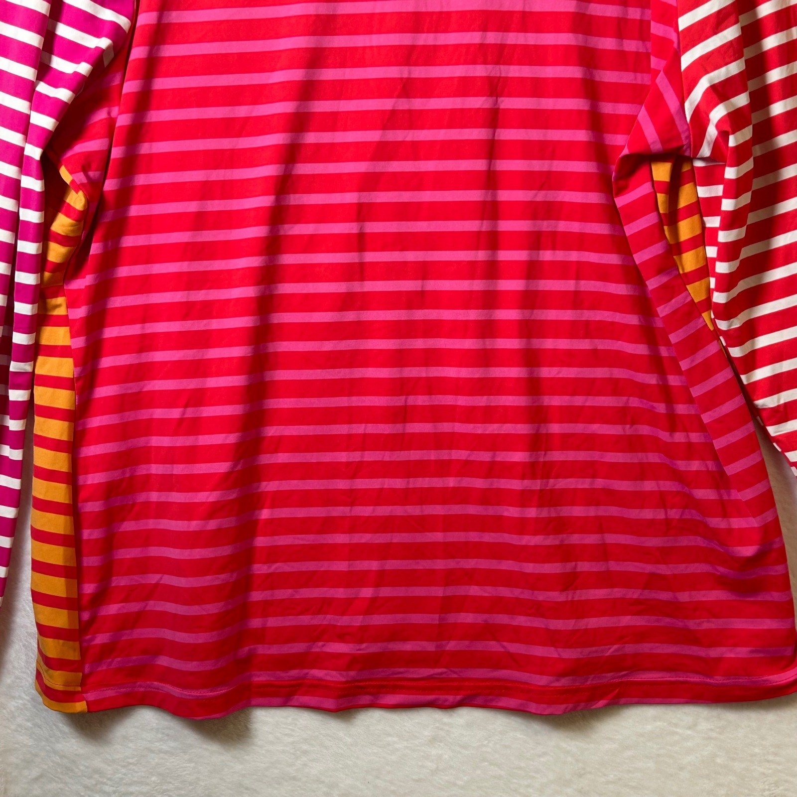 Lands End Womens Large 14-16 Long Sleeve Swim Top Rash Guard Pink Red Orange