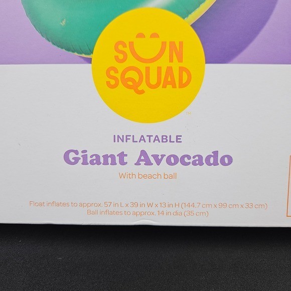 Sun Squad Giant Avocado Inflatable Pool Float with Beach Ball 2 Pieces Ages 14