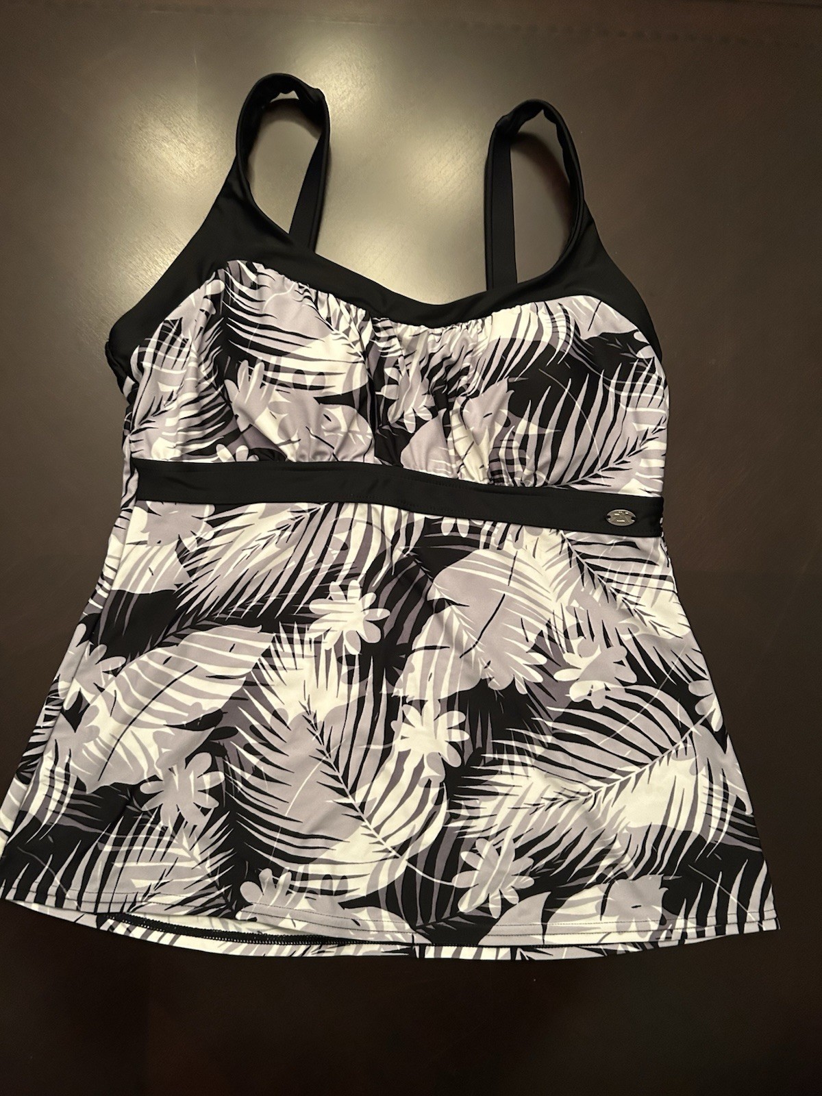 ZeroXposur Swimwear Tankini Top Size Large Black Gray Summer Beachwear