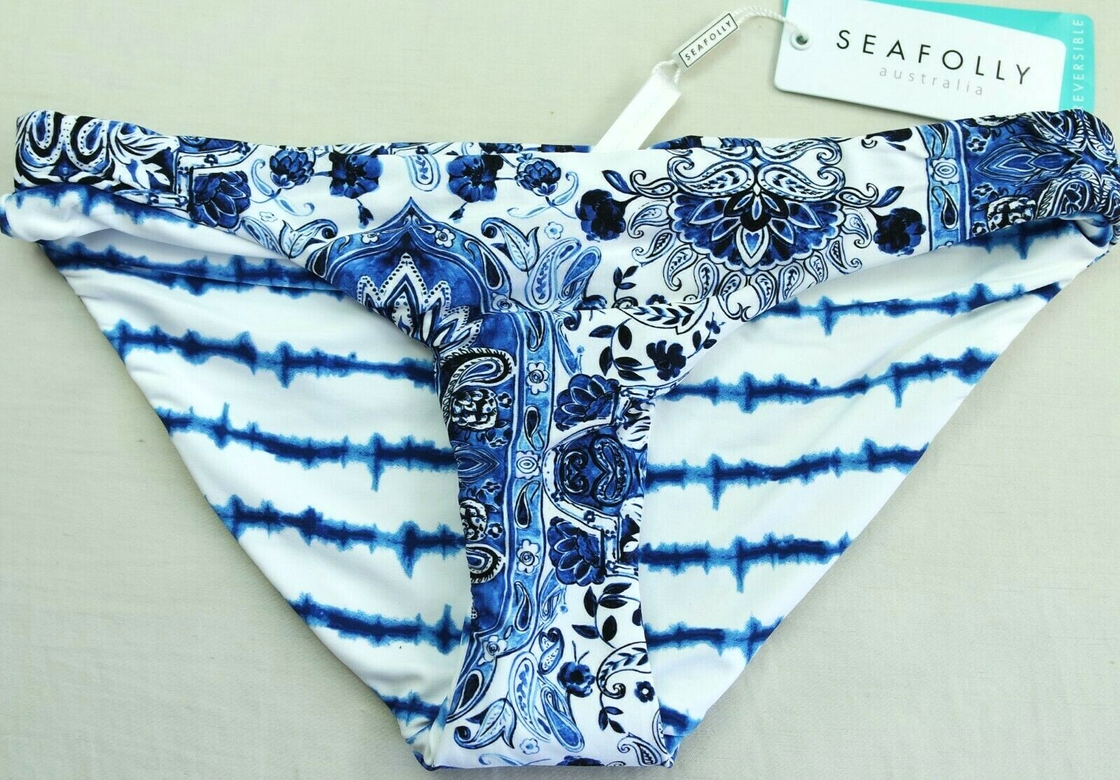 Seafolly Hipster Bikini Swim Bottom 4 6 8 12 Mandala French Blue Reversible New