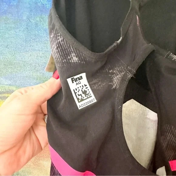 Adidas Womens Adizero Eighteen Closed Back Suit- Black/Pink Techsuit, sz 26