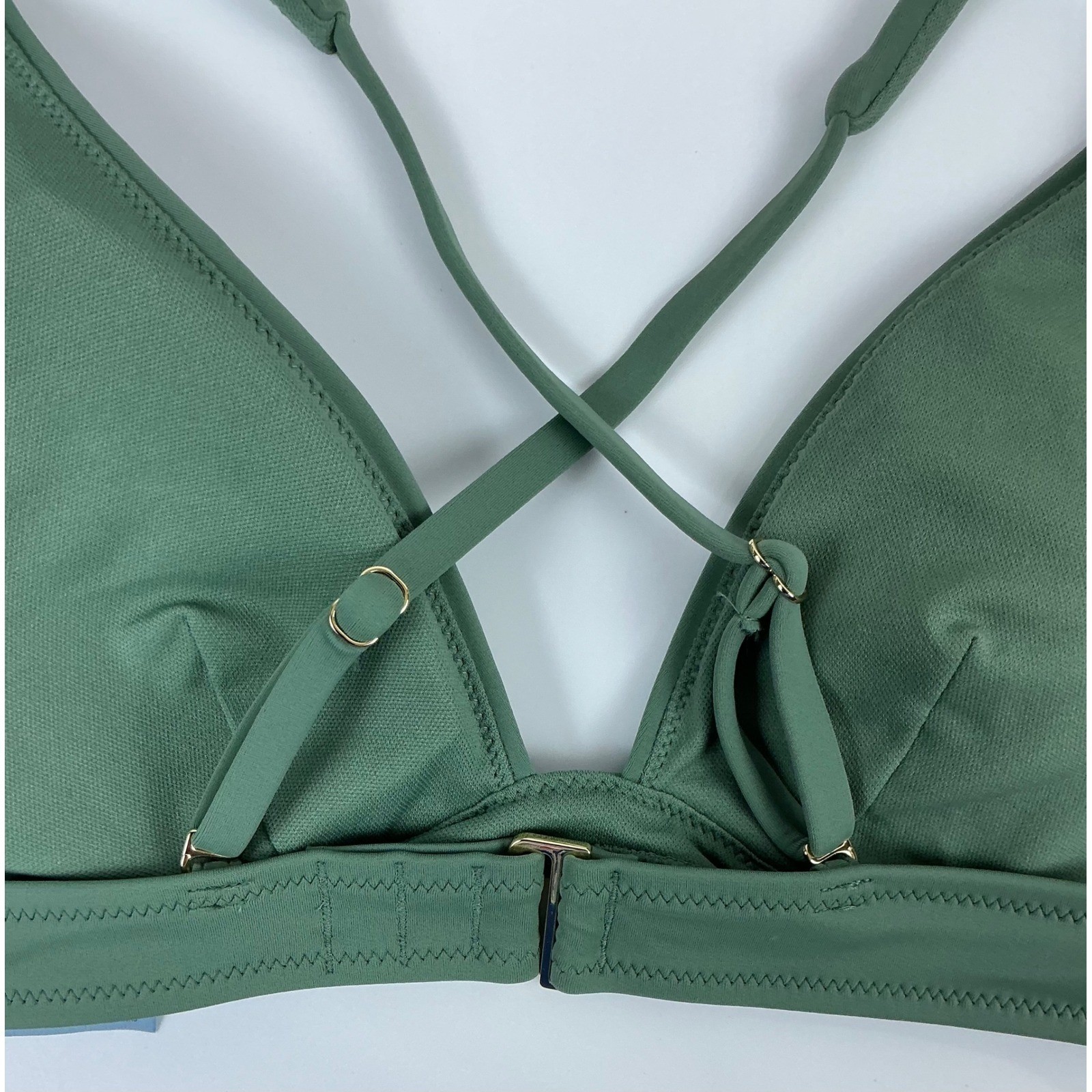 NWT Shade & Shore Olive Green Convertible Straps Bikini Top Sz SM Removable Pads