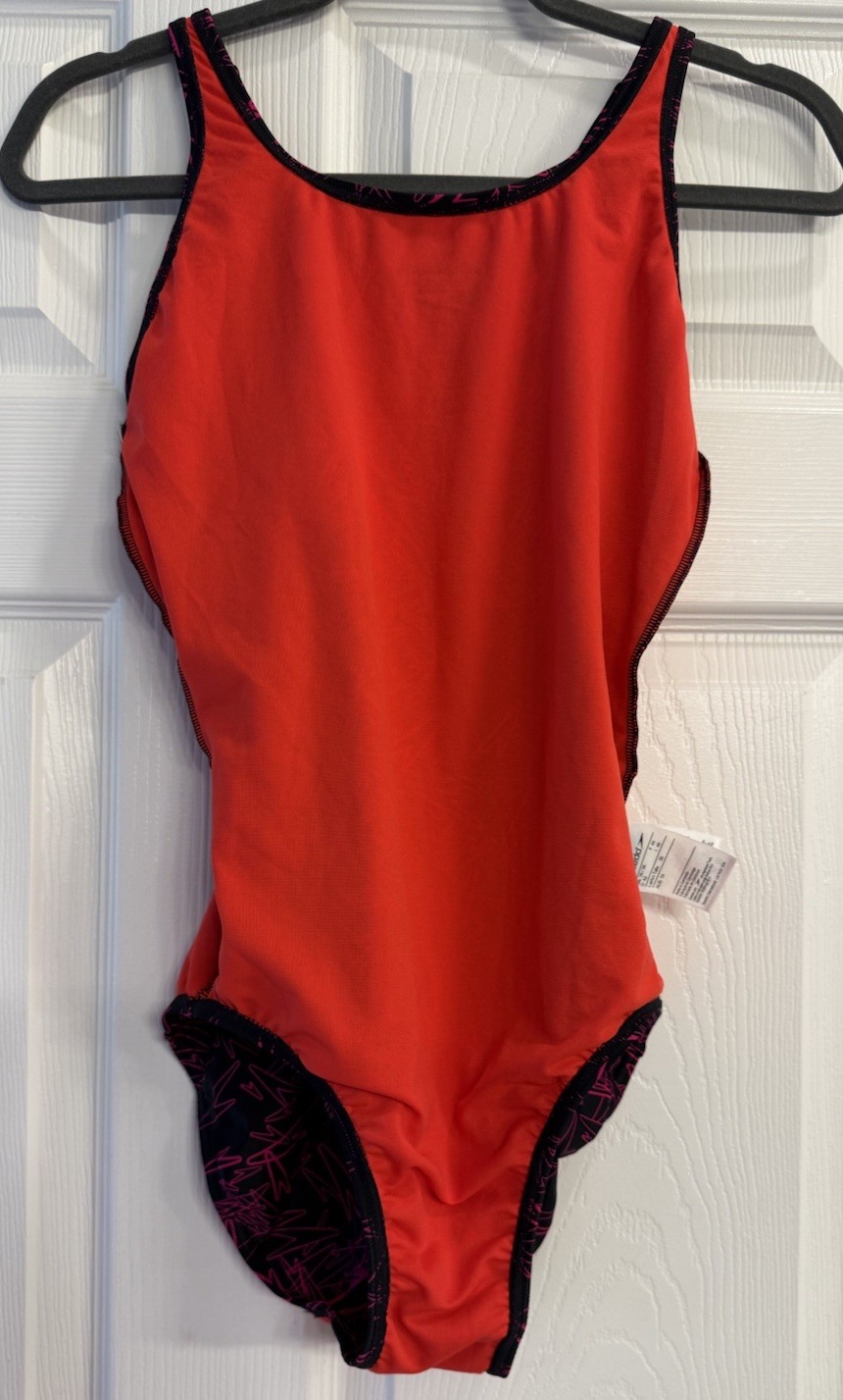 Speedo Women’s Boom Allover Muscleback Swimsuit Purple Red AUS14