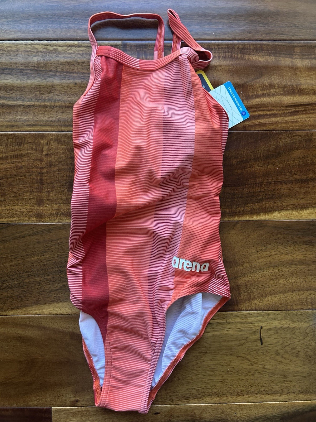 Arena Women Blended Strip Swim Suit , Arena Training Suit, Size 24 Color Red