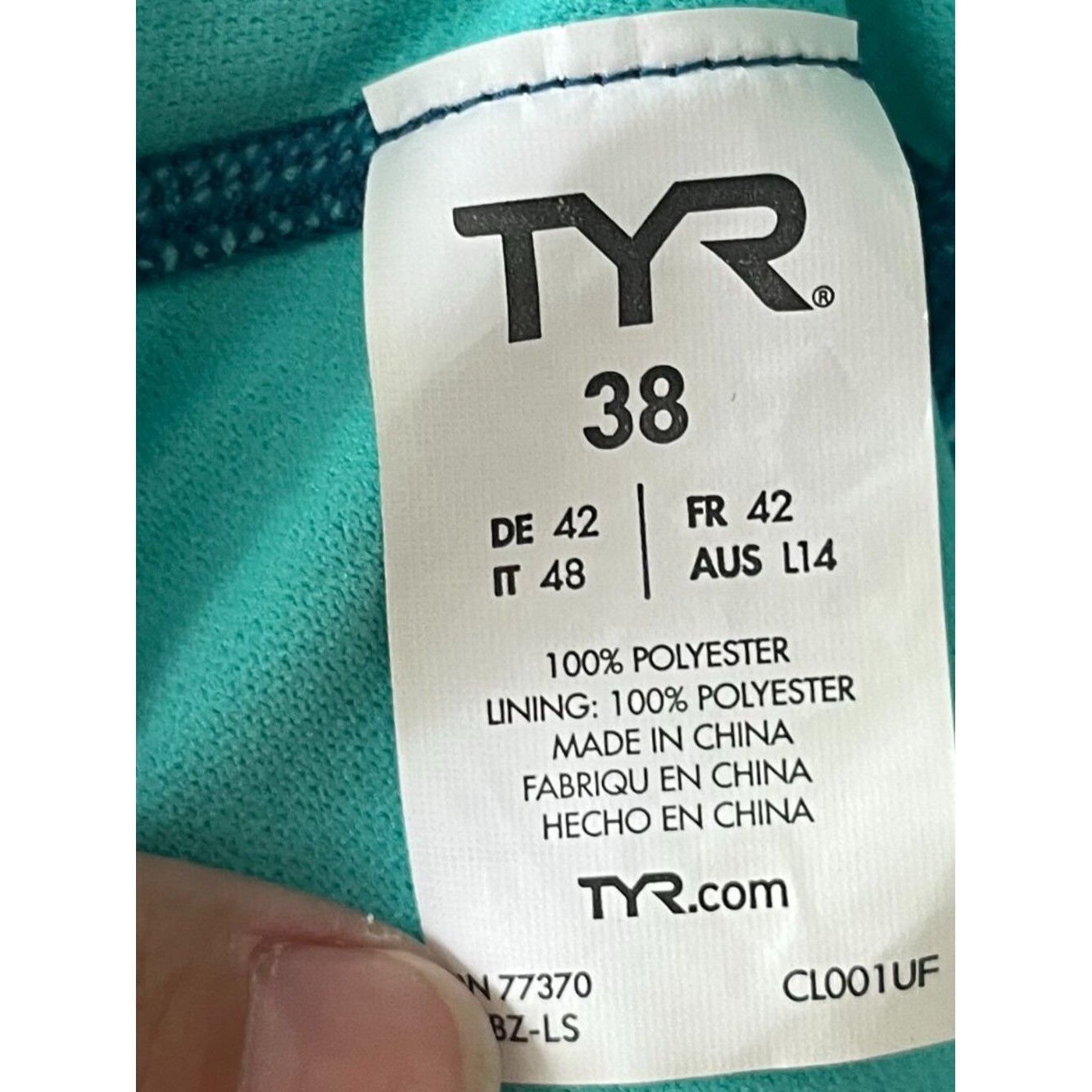 TYR Womens Sz M Turquoise Competitive Suit One Piece Racerback Swimsuit