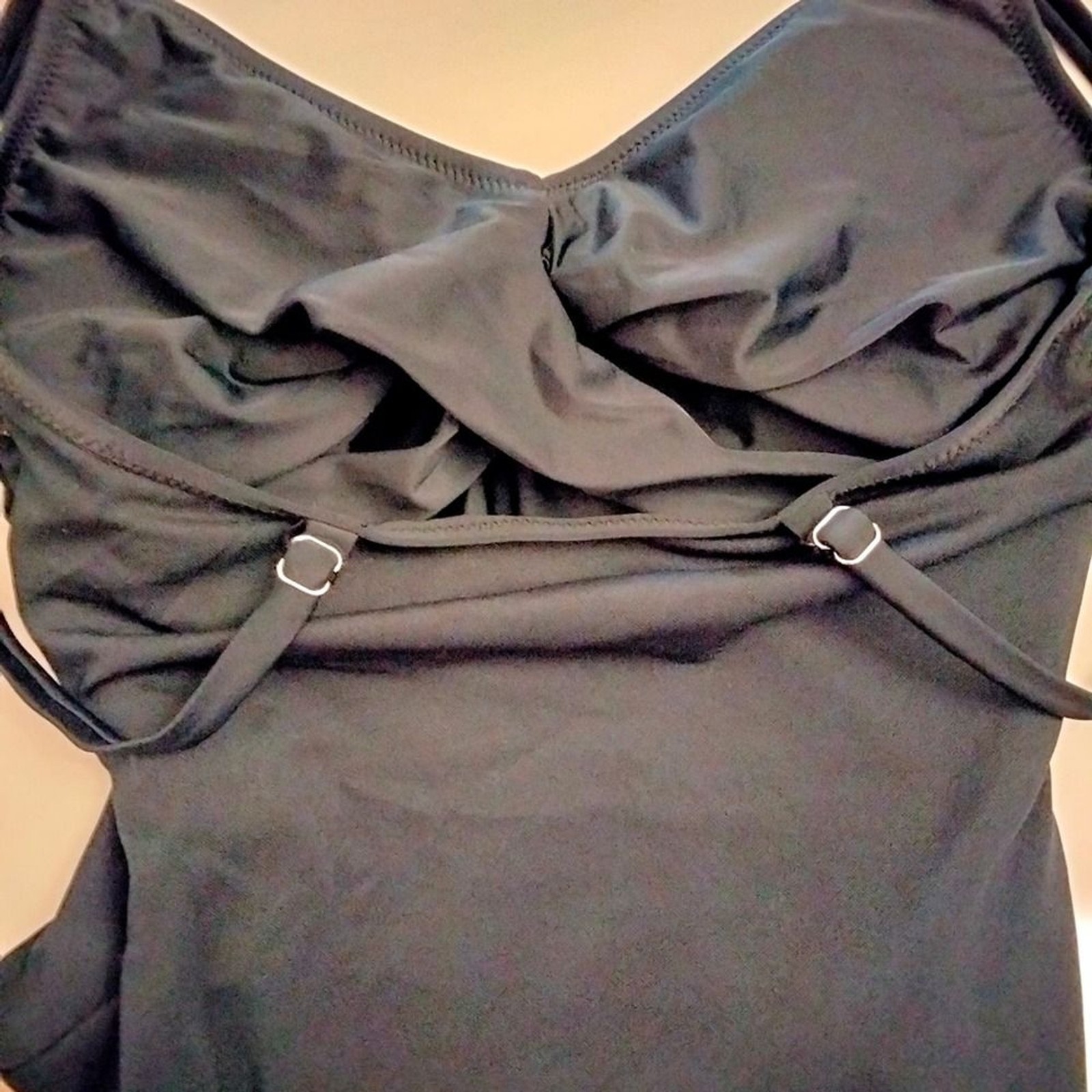 Black one piece swimsuit with adjustable straps M
