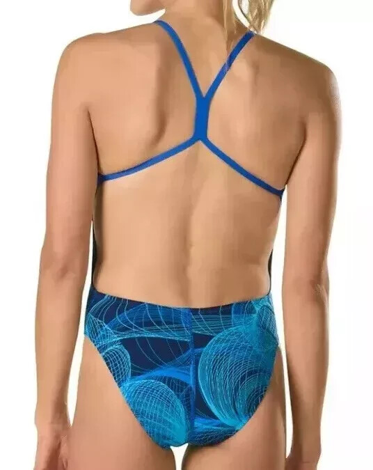 NWT SPEEDO Girl 26 Competition Swimsuit Cyclone Strong Endurance+ $84 Blue Swim