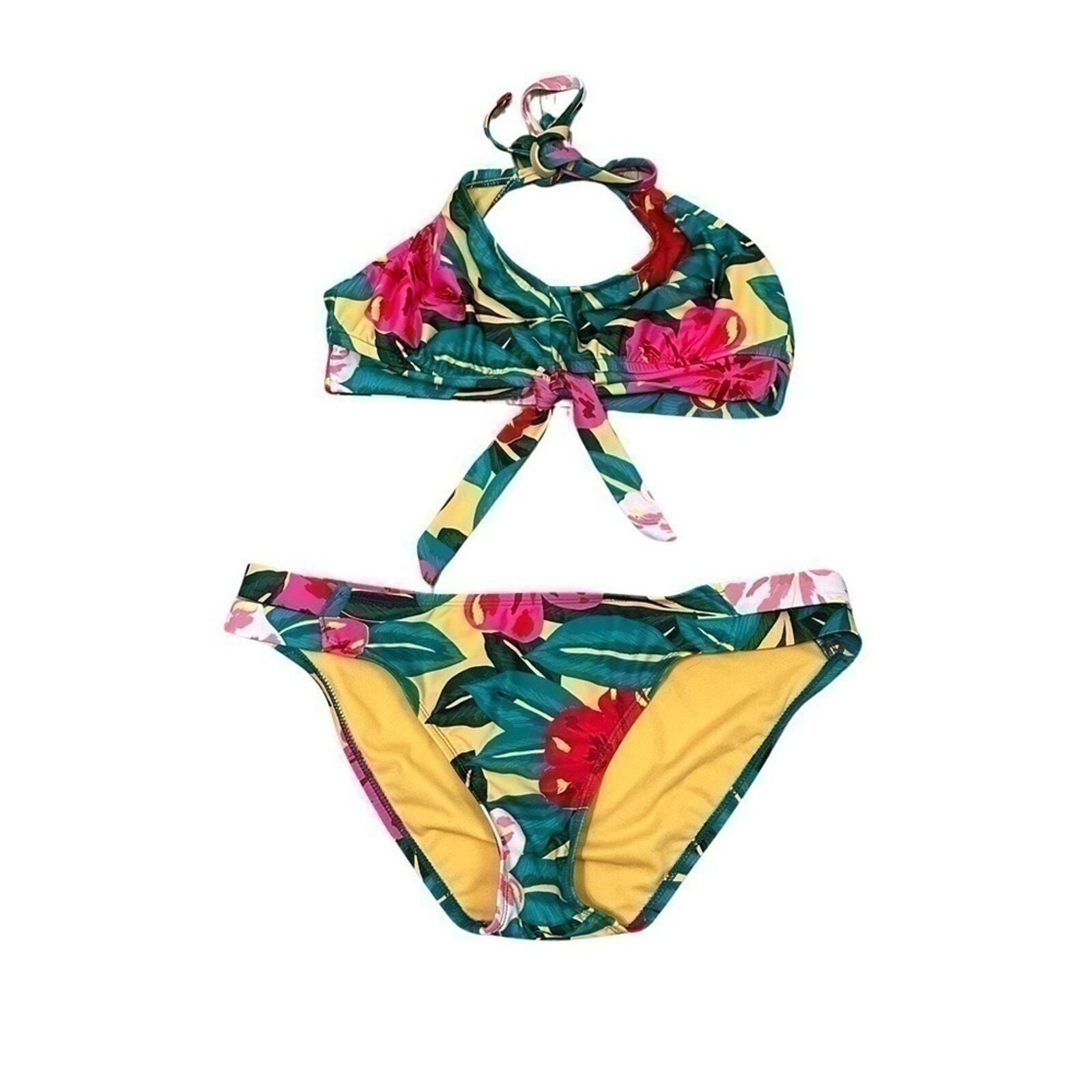 Kona Sol Tropical Floral Bathing Suit Set Size Large