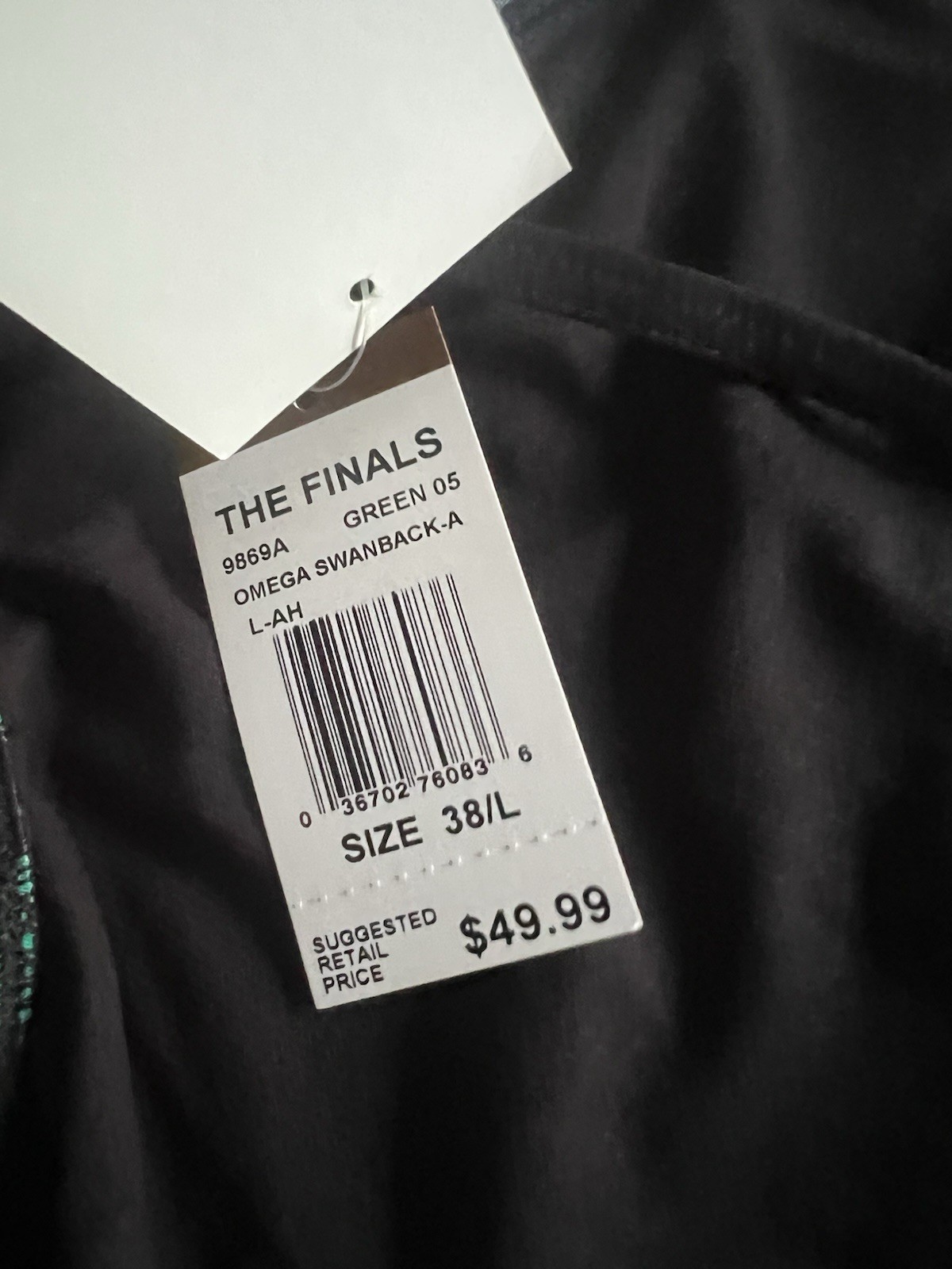 TYR The Finals Swimsuit Size 38L (tall) Green Black Omega Swan Back NEW