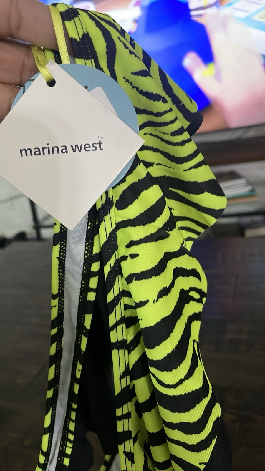 New Marina West Zebra Print Neon Green And Black
