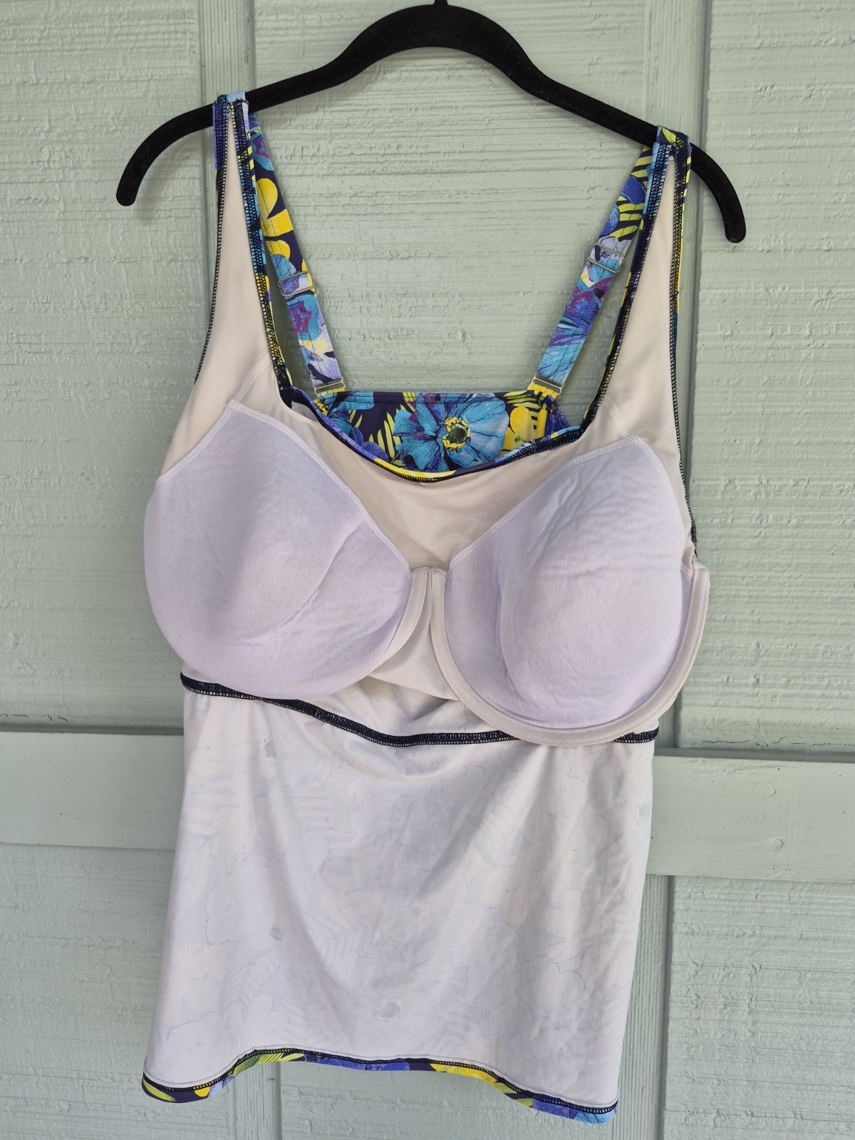 Lands End Tankini Swimsuit Top 20W Tropical Print Bathing Suit Top Only