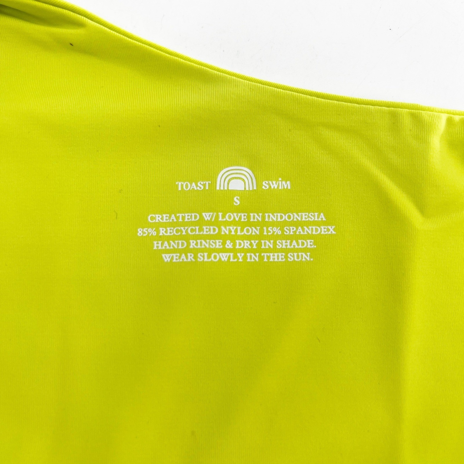 NWT Free People x Toast Swim One Shoulder Top Chartreuse Green Recycled Nylon