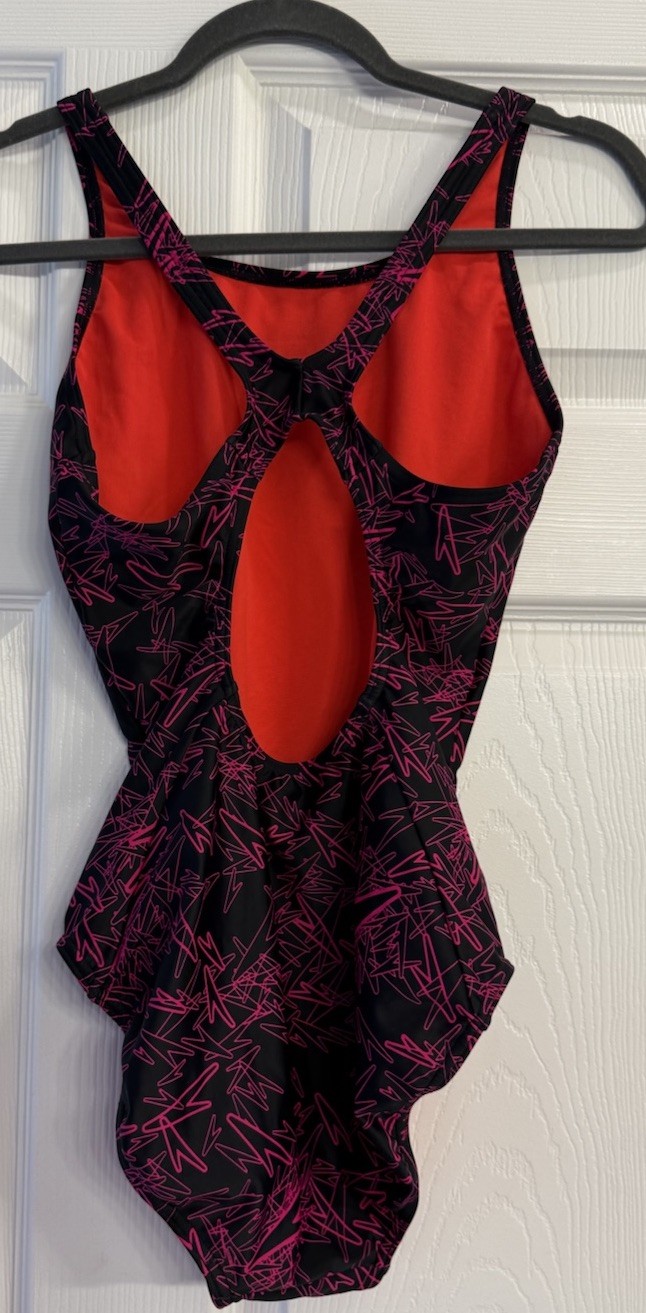 Speedo Women’s Boom Allover Muscleback Swimsuit Purple Red AUS14