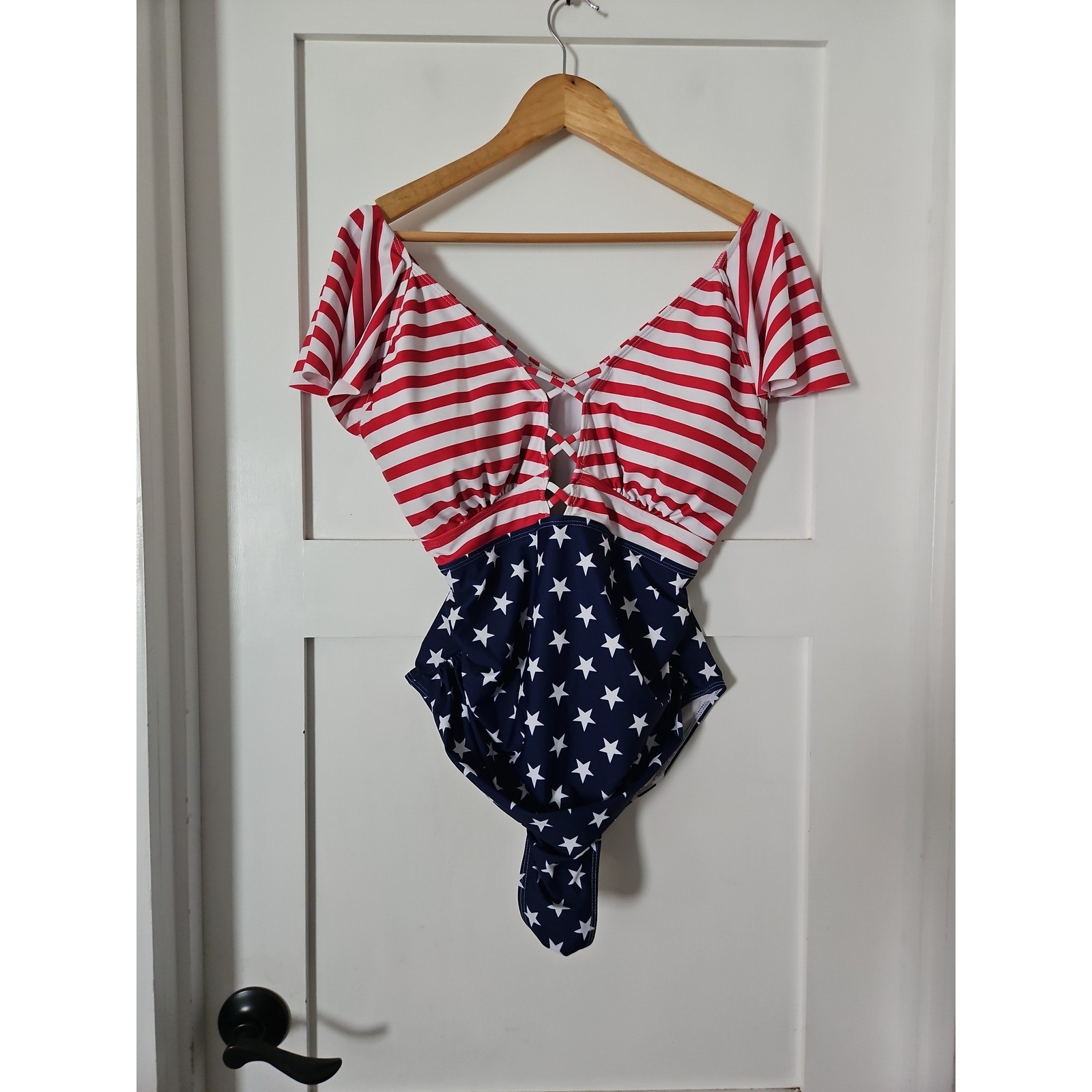 American Flag Patriotic One-Piece Swimsuit XXL
