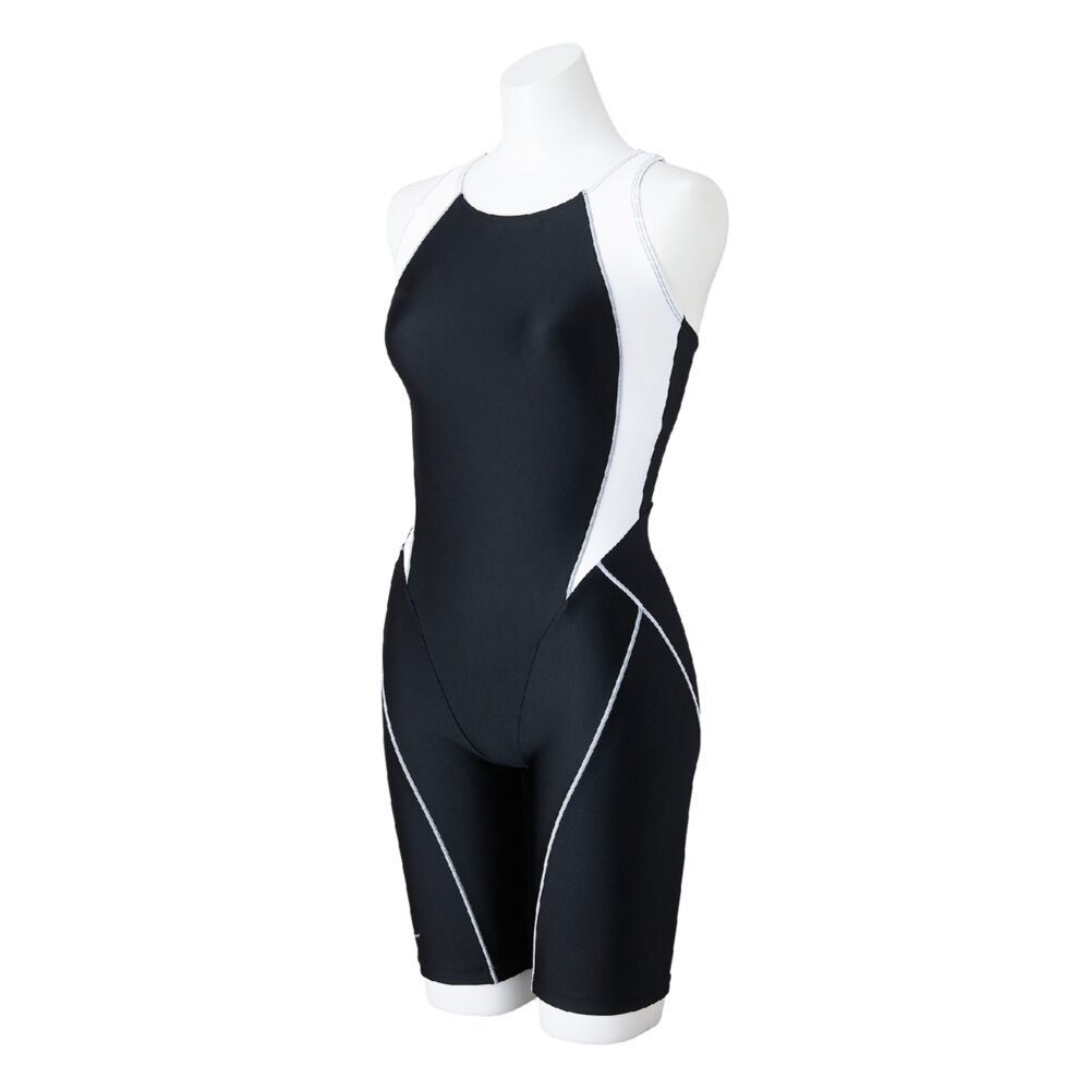 Mizuno Women’s Swim Fitness All-in-One Swimsuit Two-Tone Design Black/White 2025