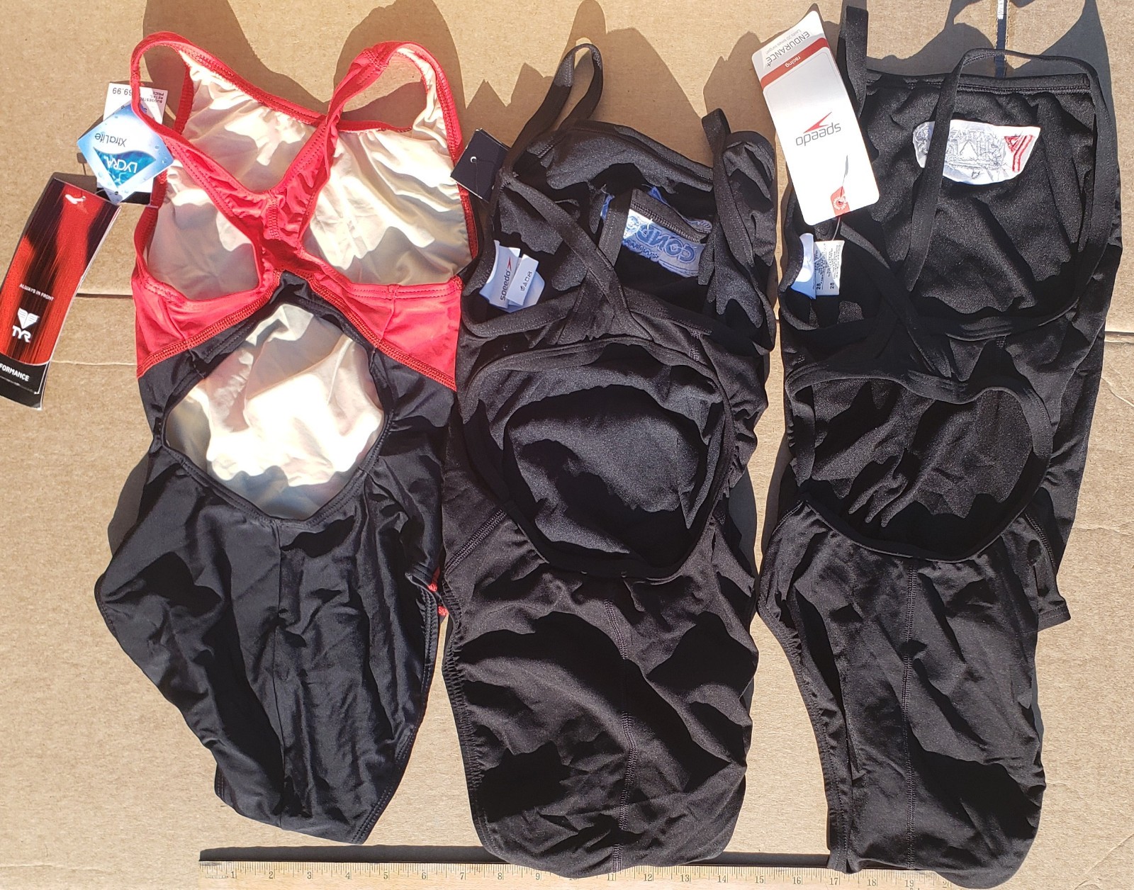 Speedo TYR Womens Swimsuit Racing Training Diamondback Blue Size 24 Lot of 3