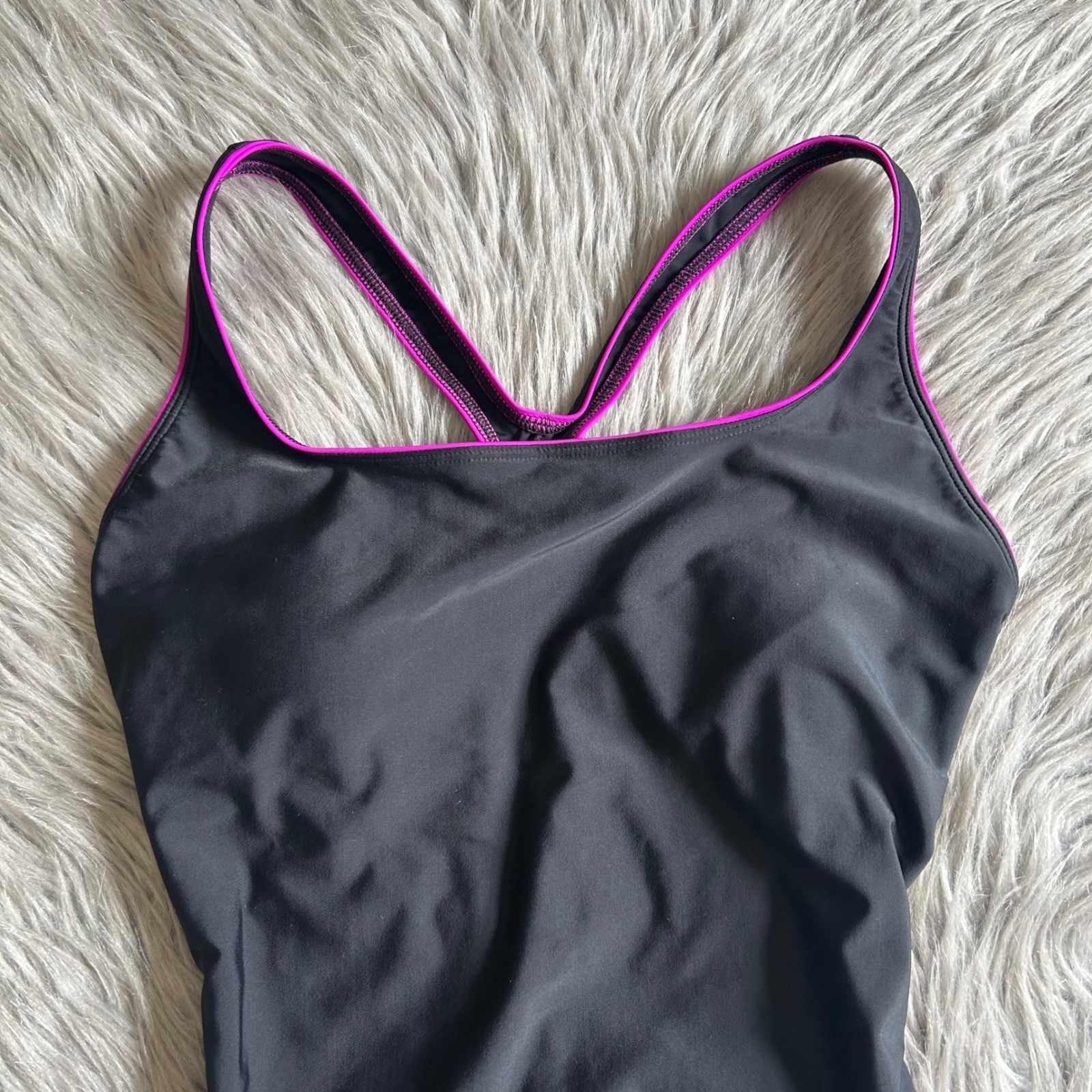 Speedo One Piece Swimsuit Womens Size 12 Black Swimwear Swim
