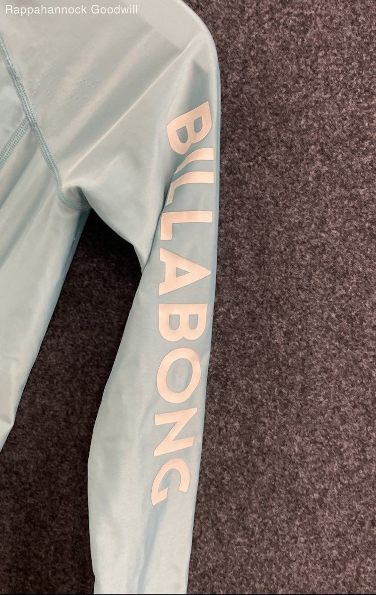 Billabong Women’s Light Blue Zip Front Long Sleeve One Piece Swimsuit Surf Sz S