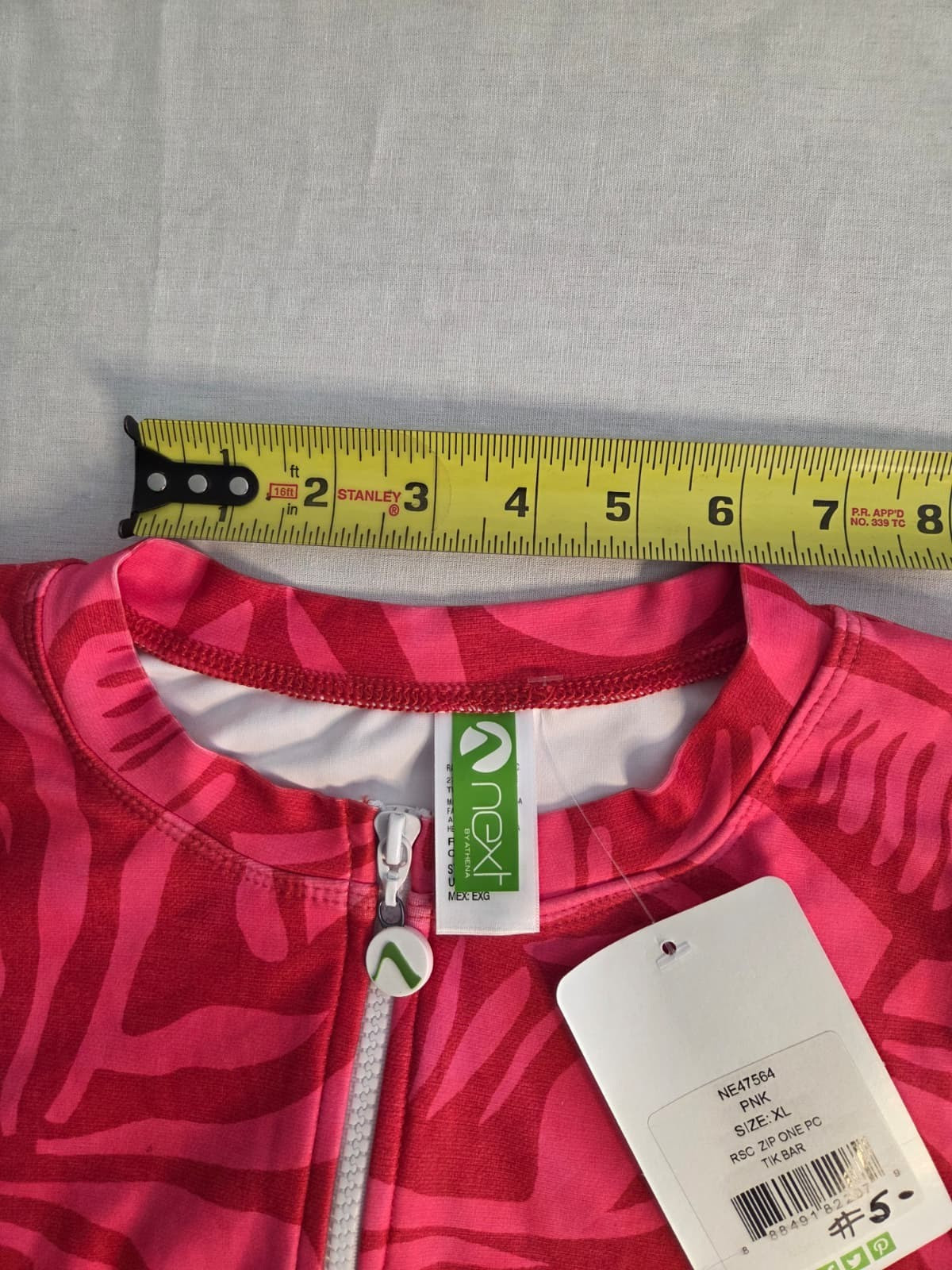 Next By Athena Long Sleeve Zip One Piece Swimsuit Scuba Suit Size XL Pink Tiki