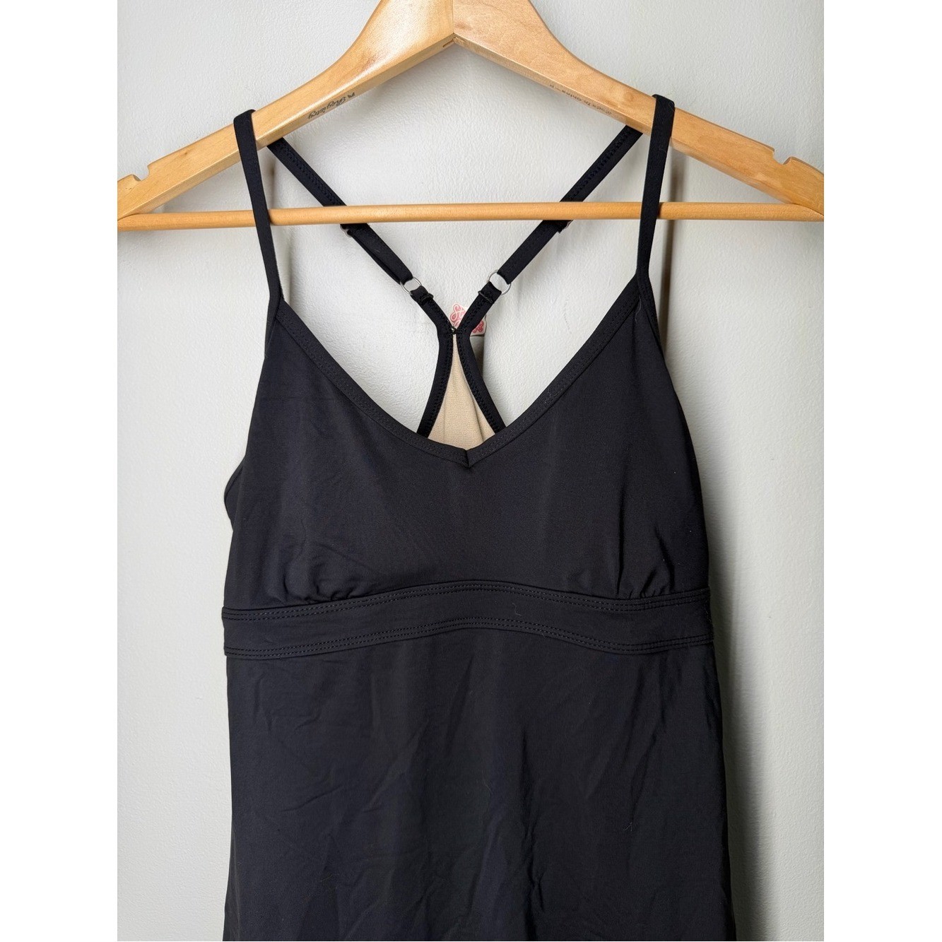 Athleta Shorebreak Swim Dress Racerback Built In Bra One Piece Black Athletic