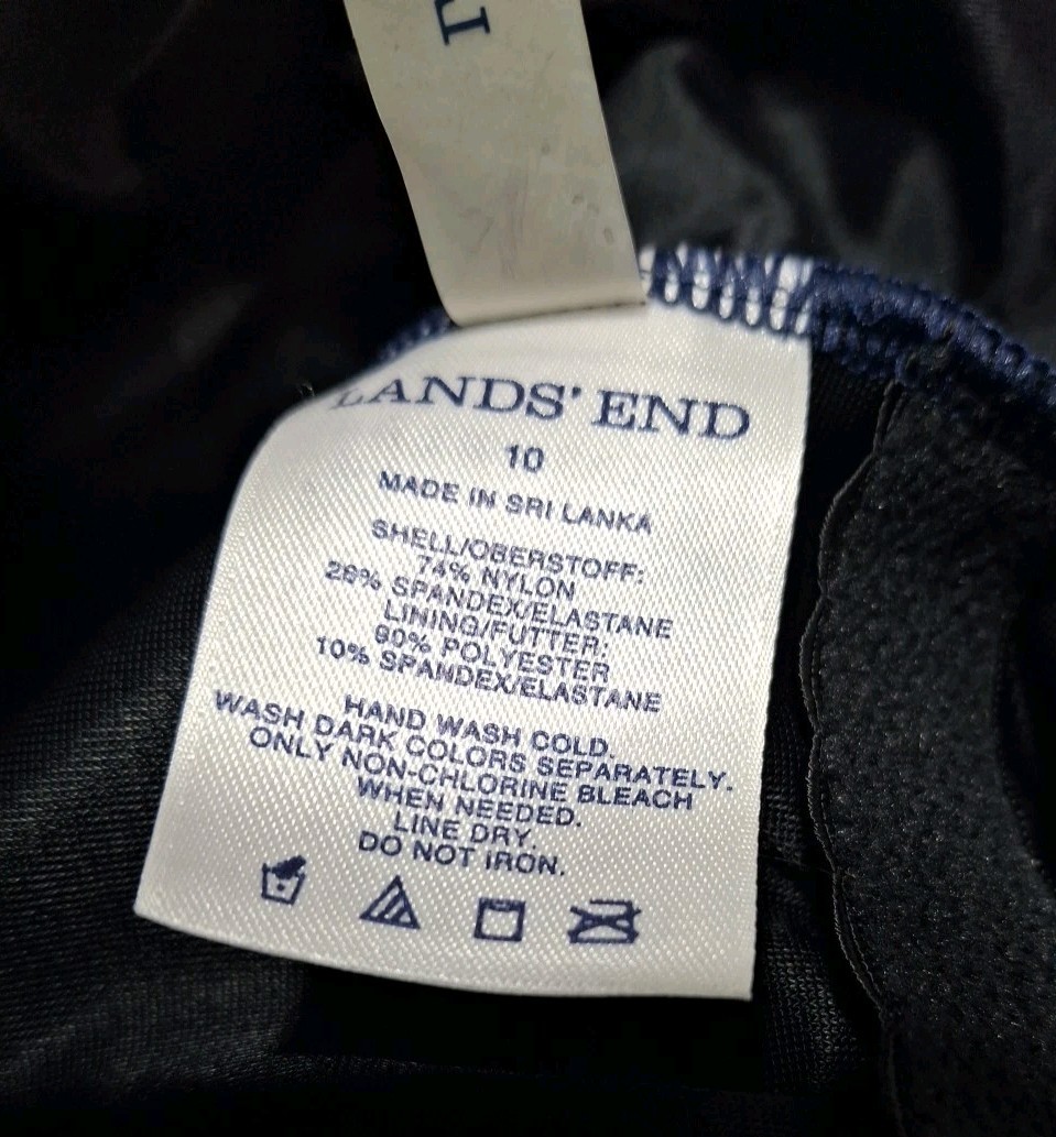Lands End Womens Navy One Piece Swimsuit 10 M Tugless Anchor 455012 Spandex Suit