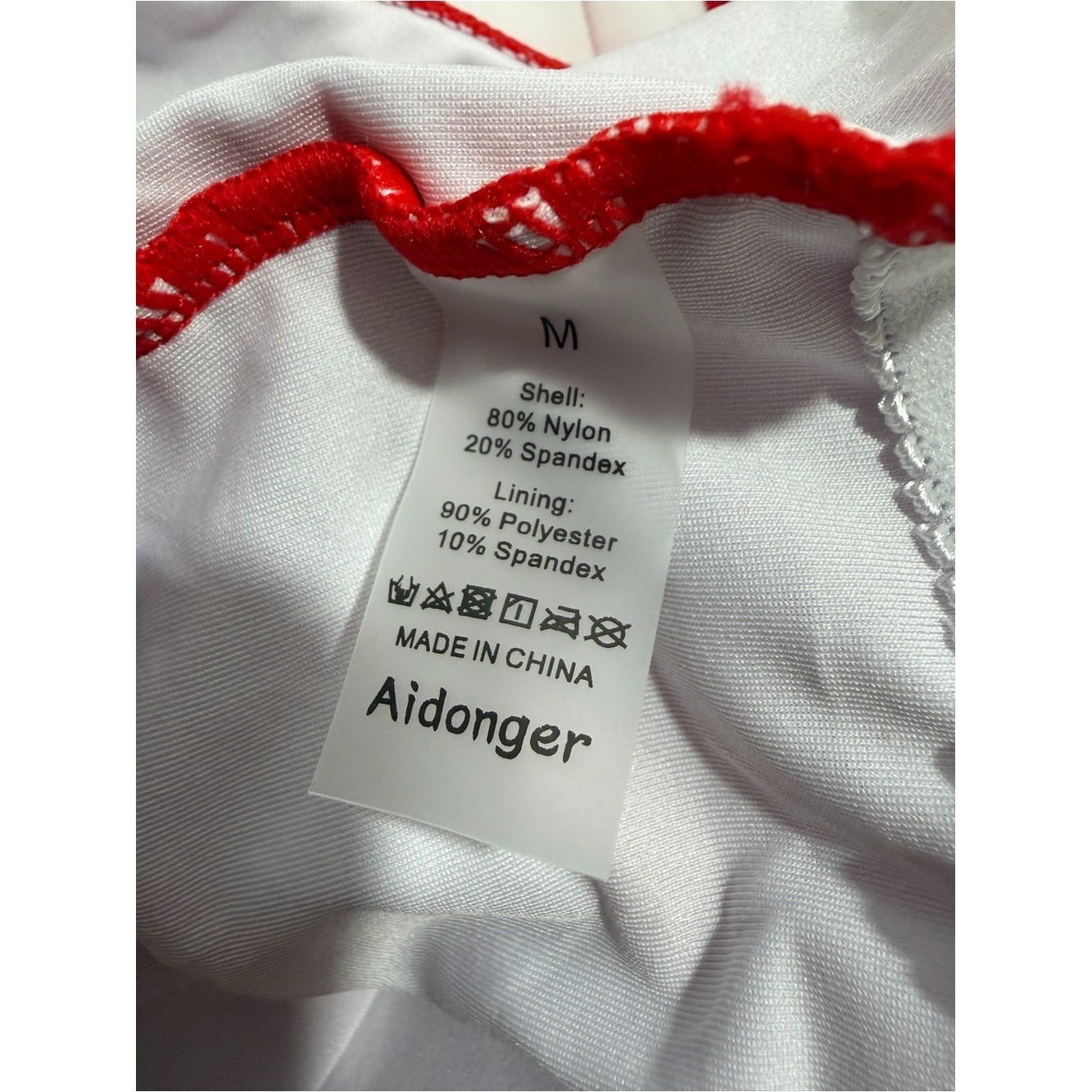 NWT Aidonger Red & White Crisscross One-Piece Swimsuit – M