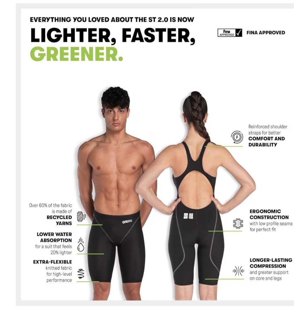 Arena Powerskin St Next Open Back Junior Competitive Swimsuit-Black-Sz 28-NWT