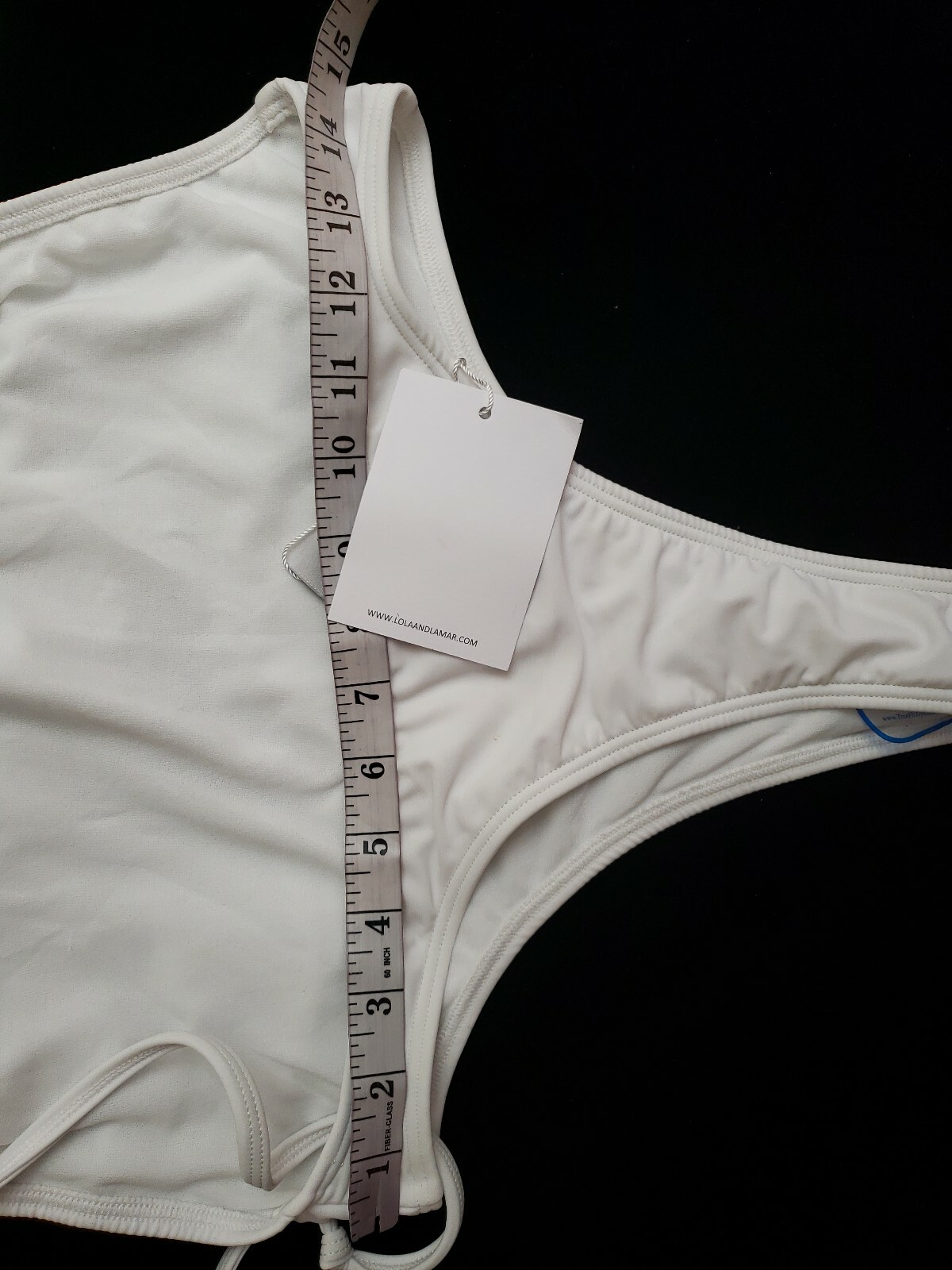 LOLA & LAMAR Women’s swimwear One Piece Size Large White Crosed Back NWT #CB9