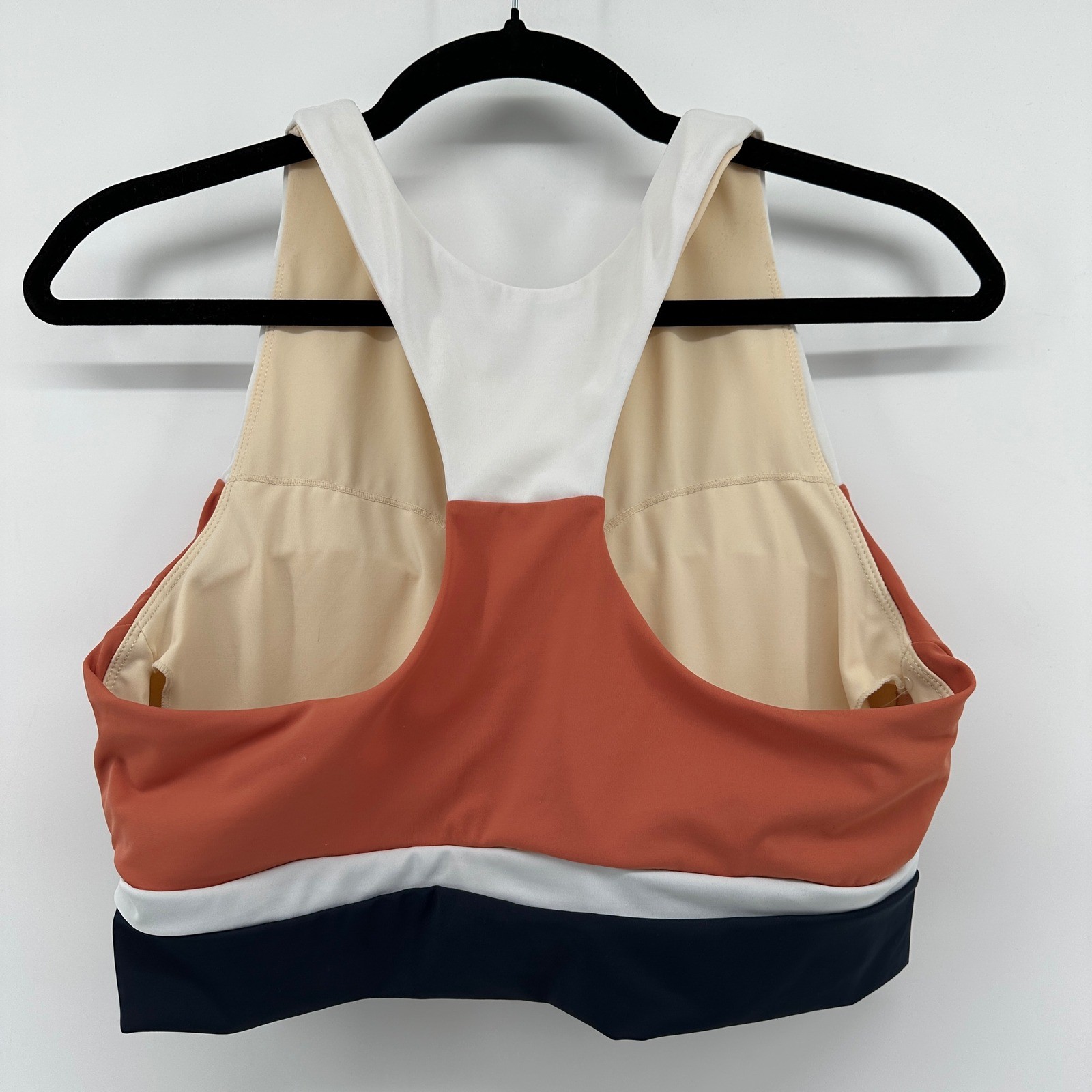 Senita Athletics Women Colorblock High Neck Racerback Tankini Top Orange Navy L