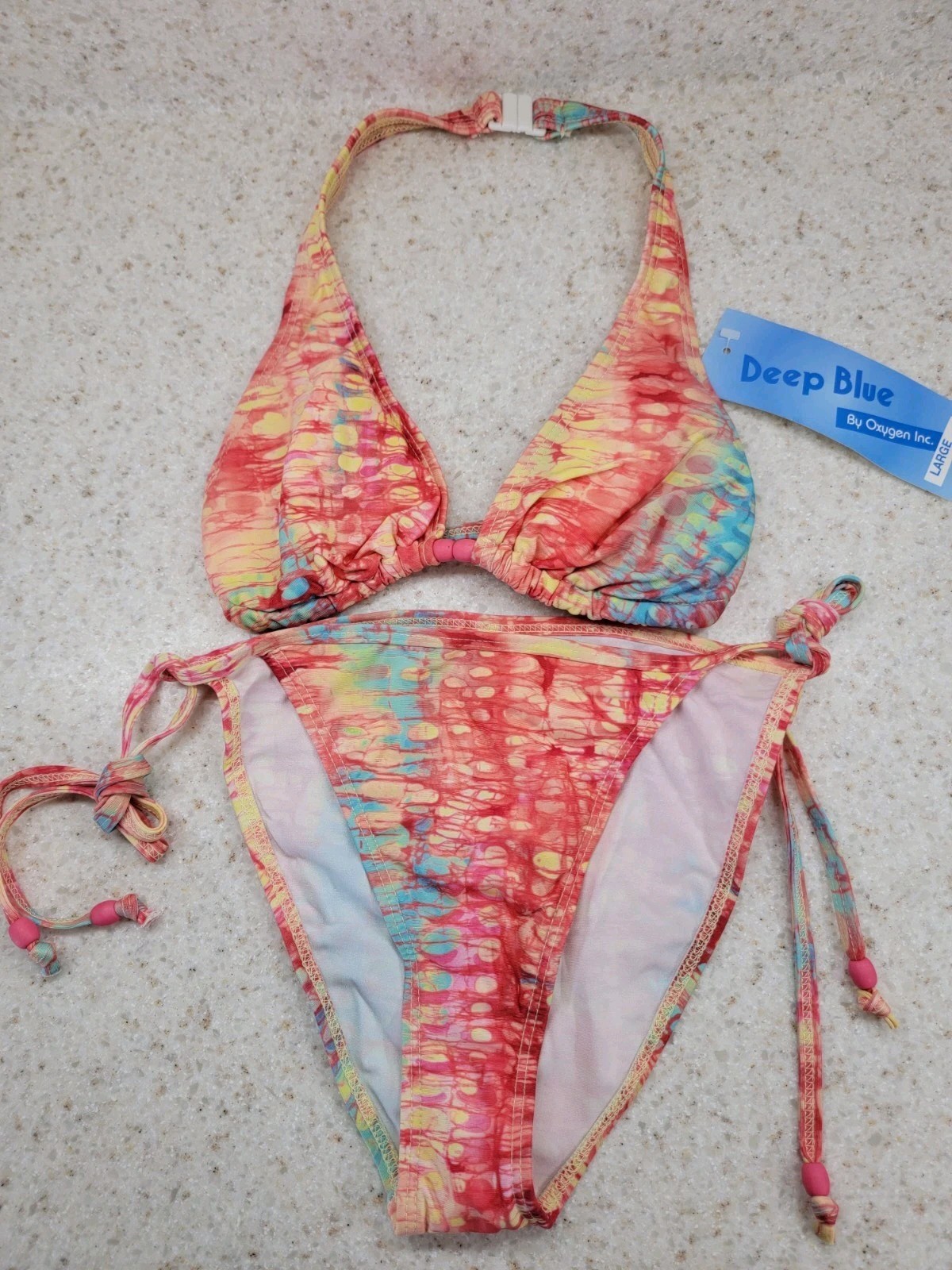 Brand NWT Coral Watercolor Pattern Bikini Size Large