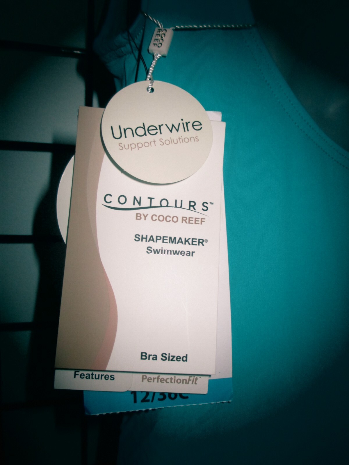 “NEW” CONTOURS BY COCO REEF🌸 12 / 36C==AQUA / SHIRRED FRONT WAIST BATHING SUIT