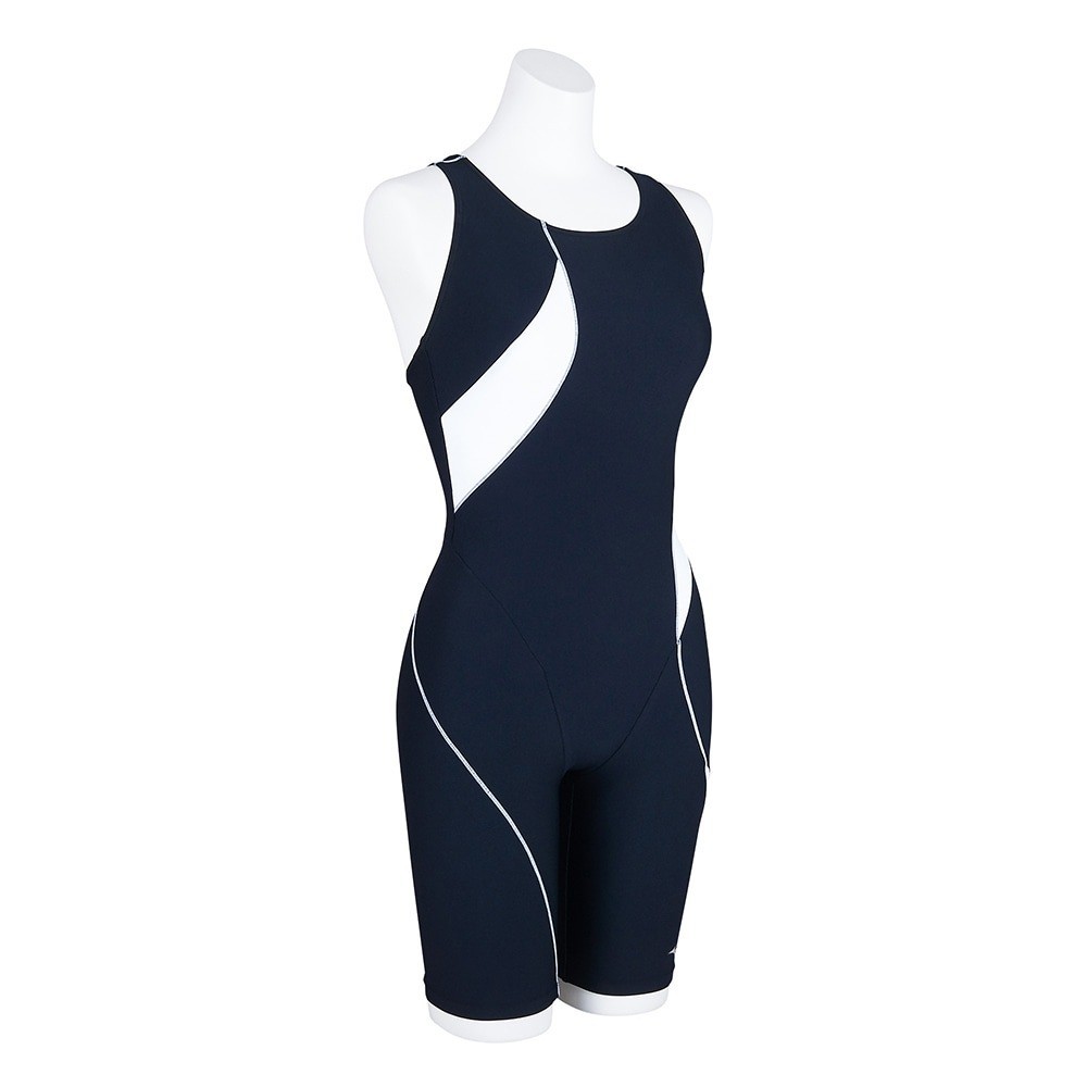 Mizuno Women’s Swim Fitness All-in-One Swimsuit Stroke ONE Black/White/White