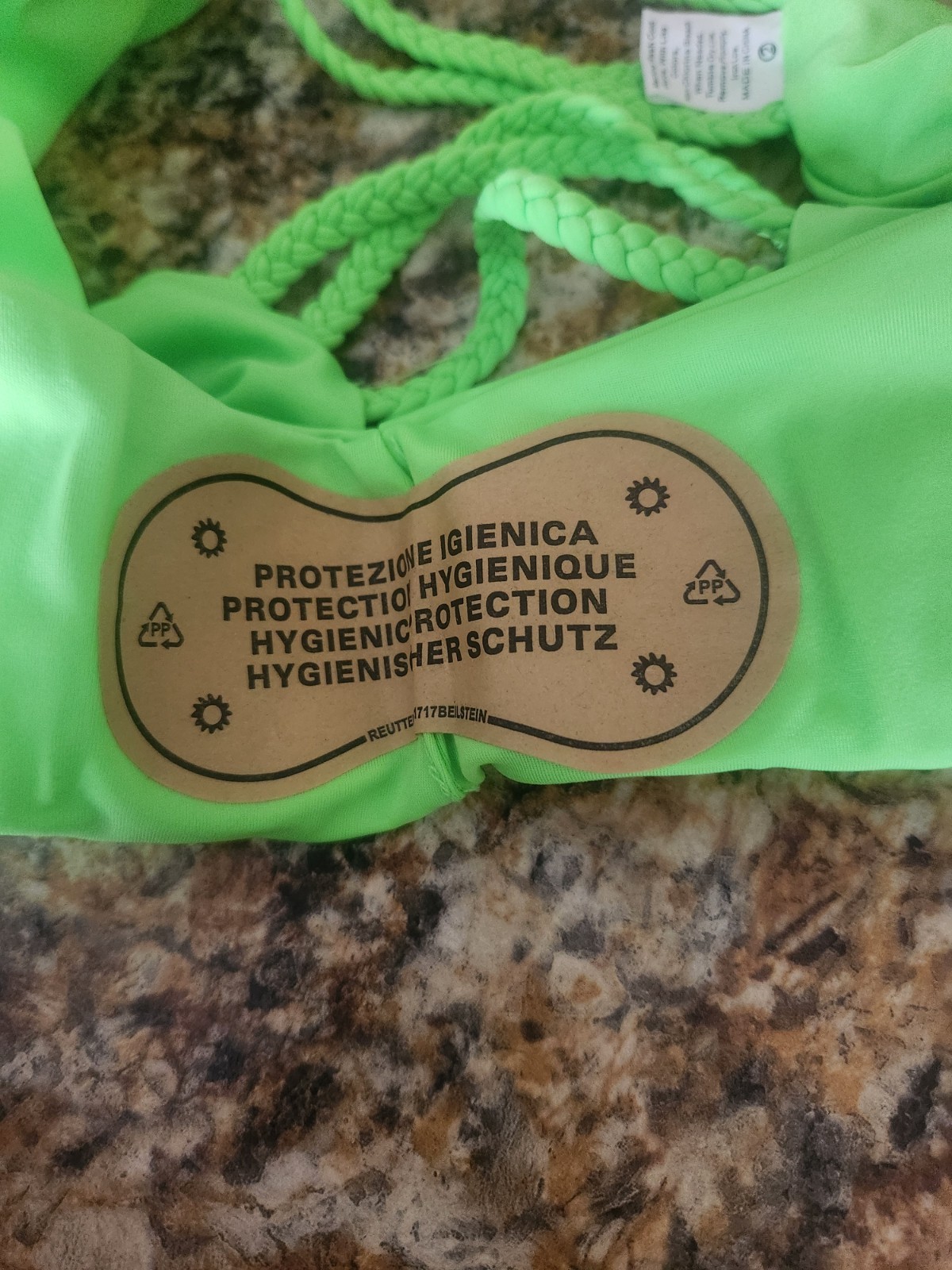 Brand New! Neon Green Bikini set With Braided Straps- Medium