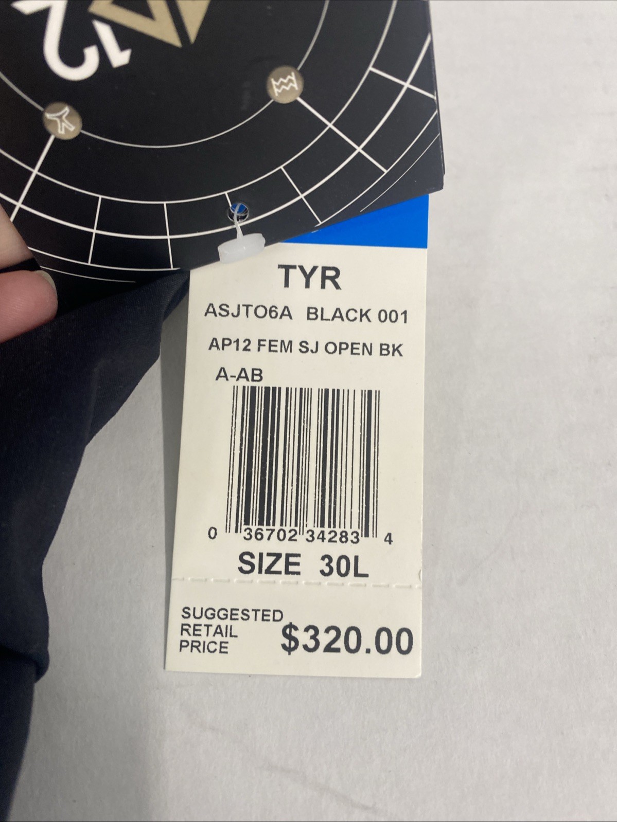 TYR competition swim suit ASJTO6A BLACK AP12 FEM SJ OPEN BK 30L NEW $320 B8