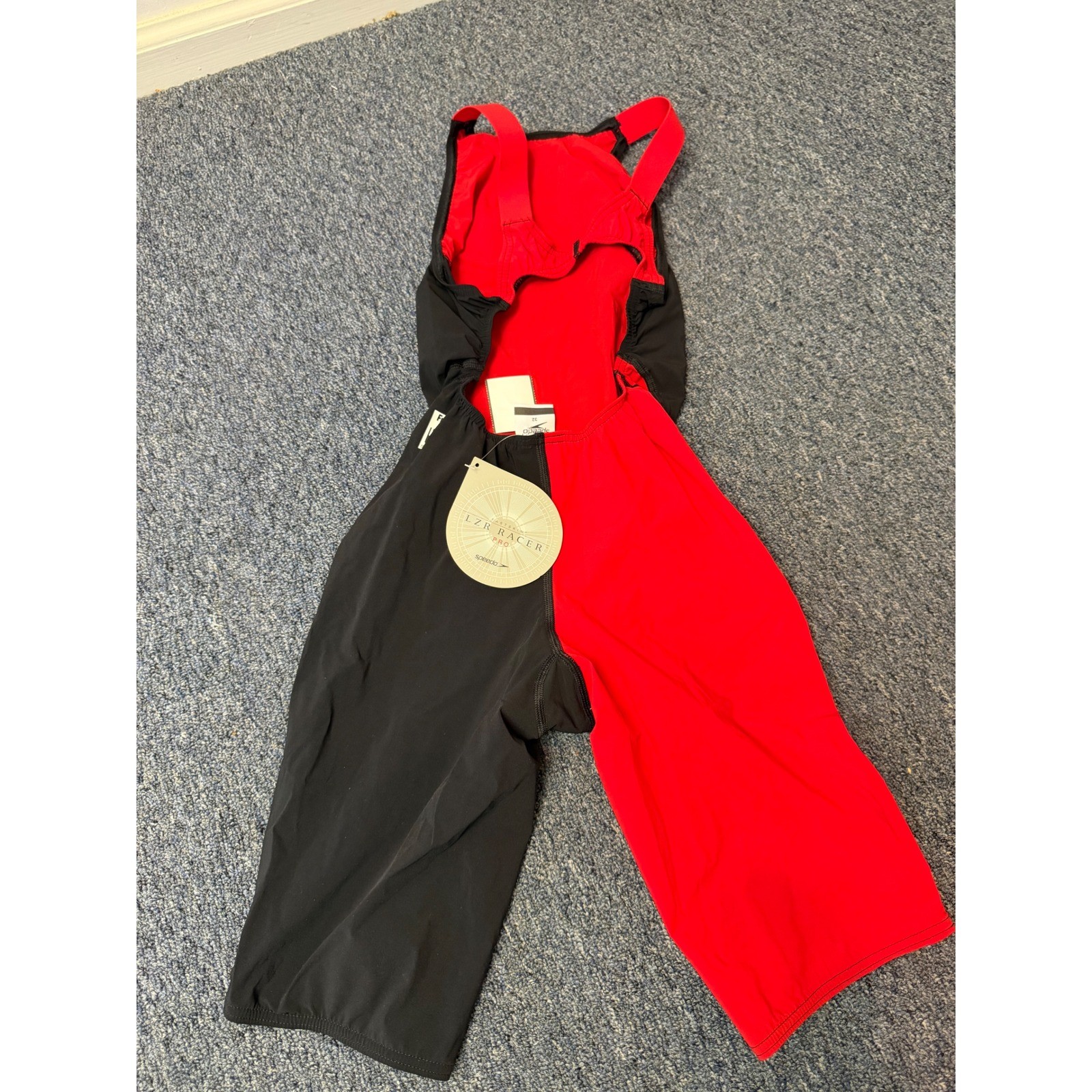 Speedo LZR Racer Pro Recordbreaker Kneeskin Swimsuit Black Red Womens Size 32